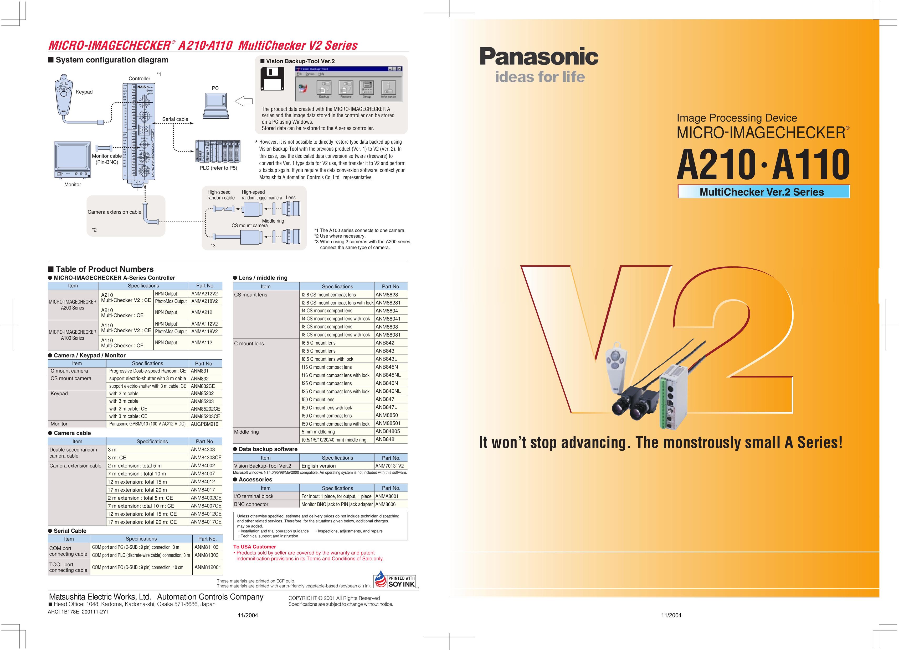 Panasonic A110 Car Speaker User Manual