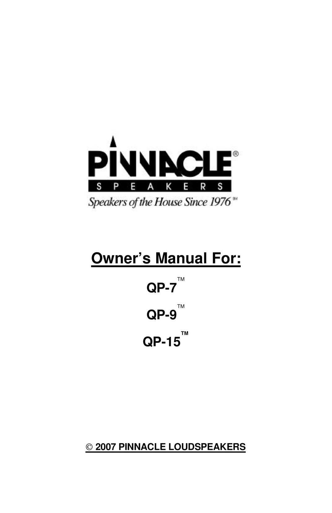 Pinnacle Speakers QP-7 Car Speaker User Manual