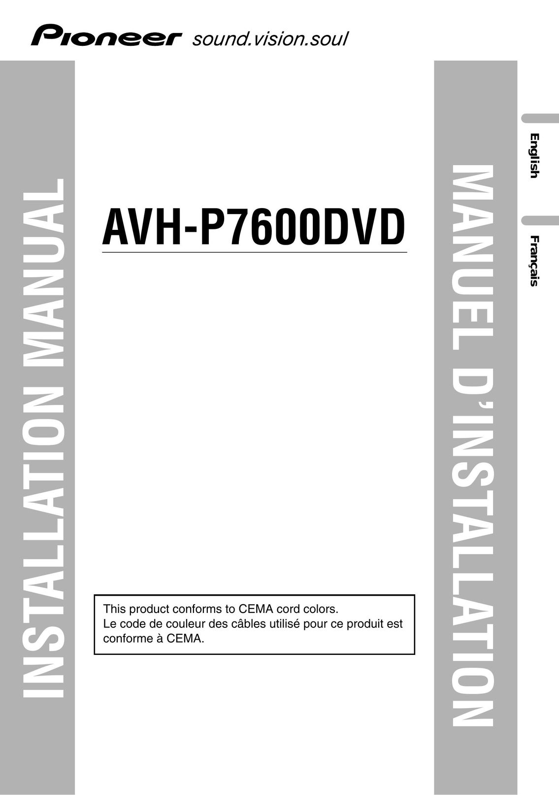 Pioneer AVH-P7600DVD Car Speaker User Manual