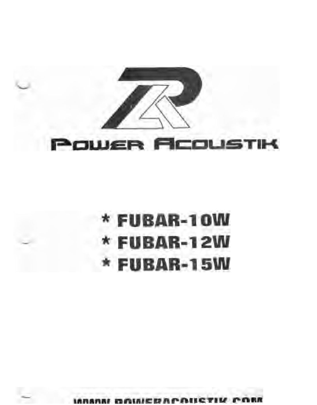 Power Acoustik FUBAR-10W Car Speaker User Manual