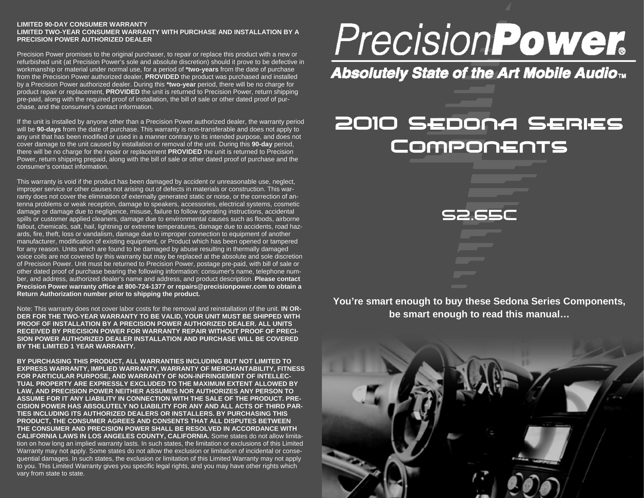 Precision Power S2.65C Car Speaker User Manual