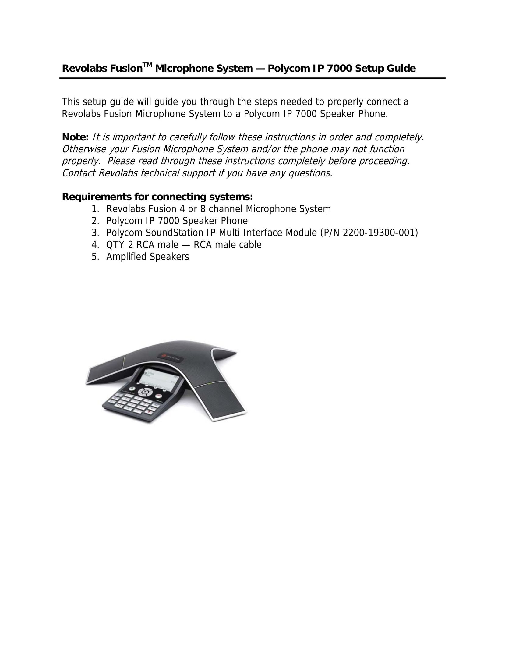 Revolabs IP 7000 Car Speaker User Manual