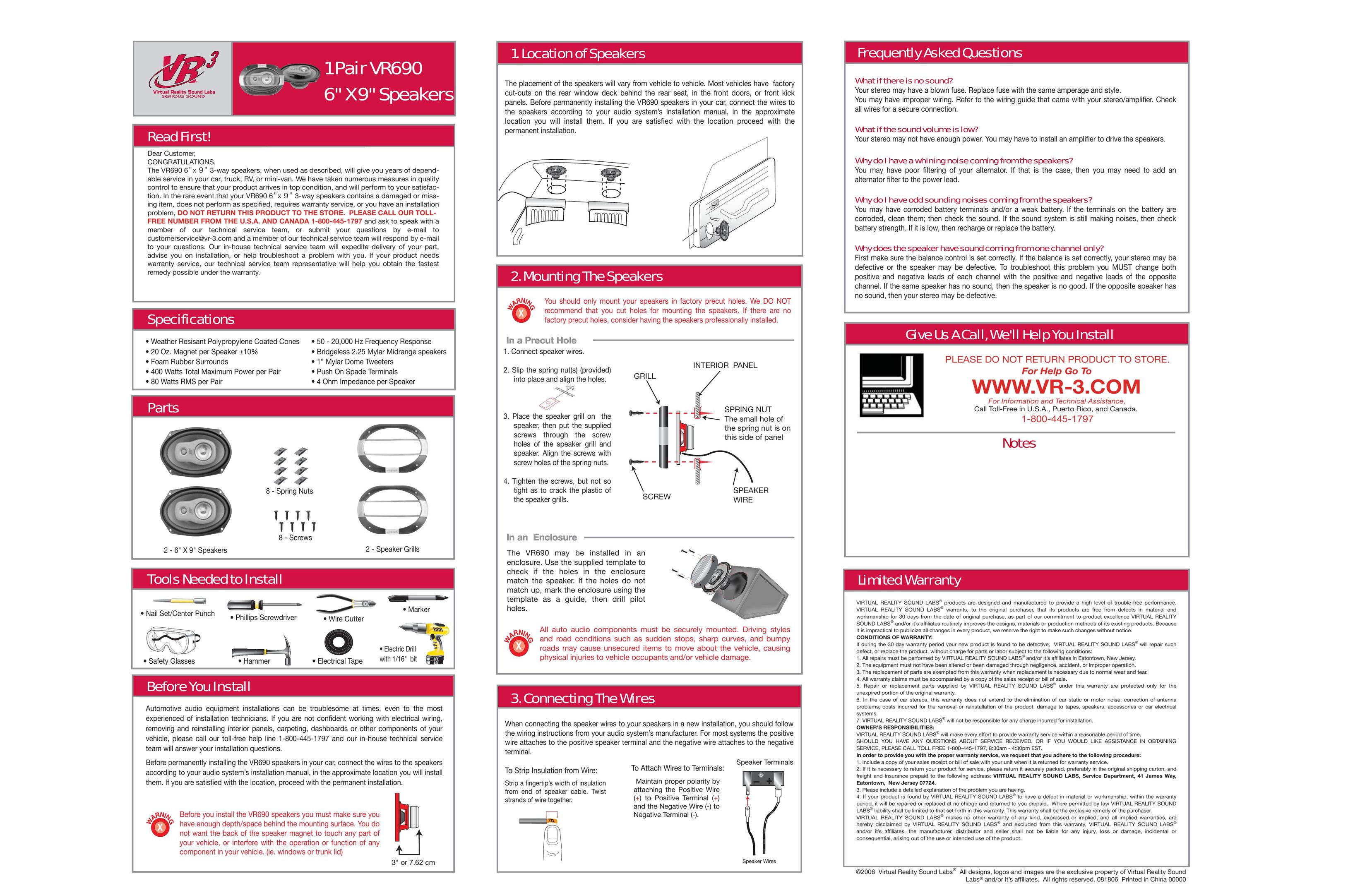 Roadmaster VR690 Car Speaker User Manual