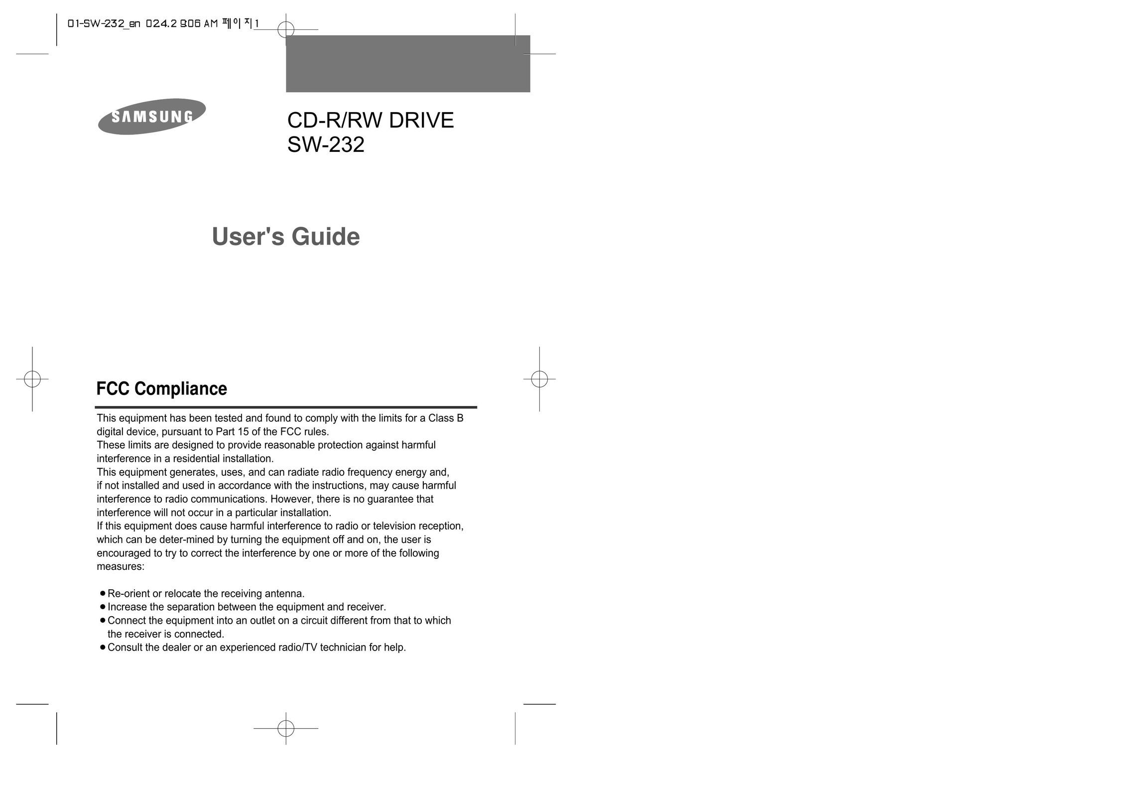 Samsung SW-232 Car Speaker User Manual
