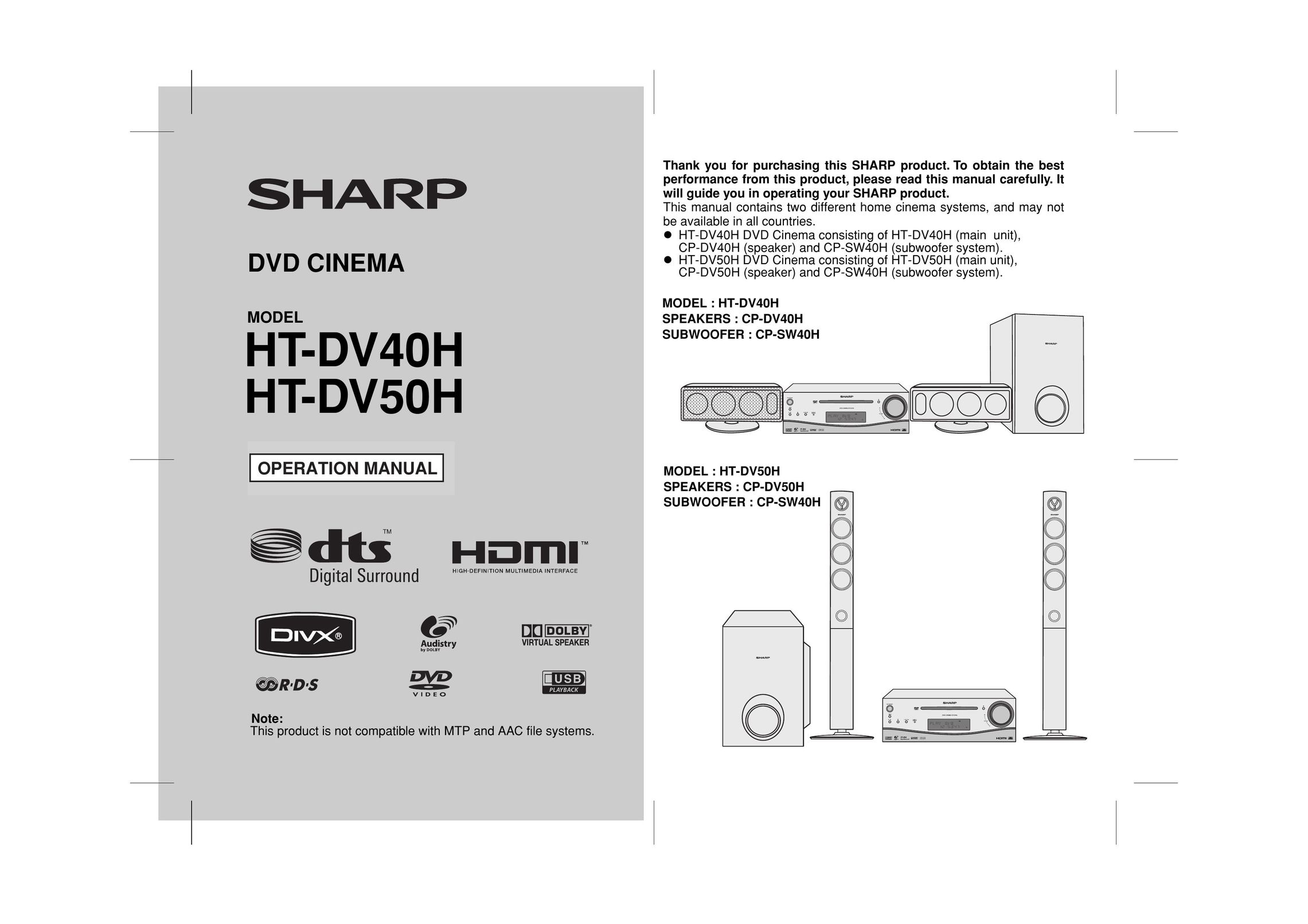 Sharp HT-DV40H Car Speaker User Manual