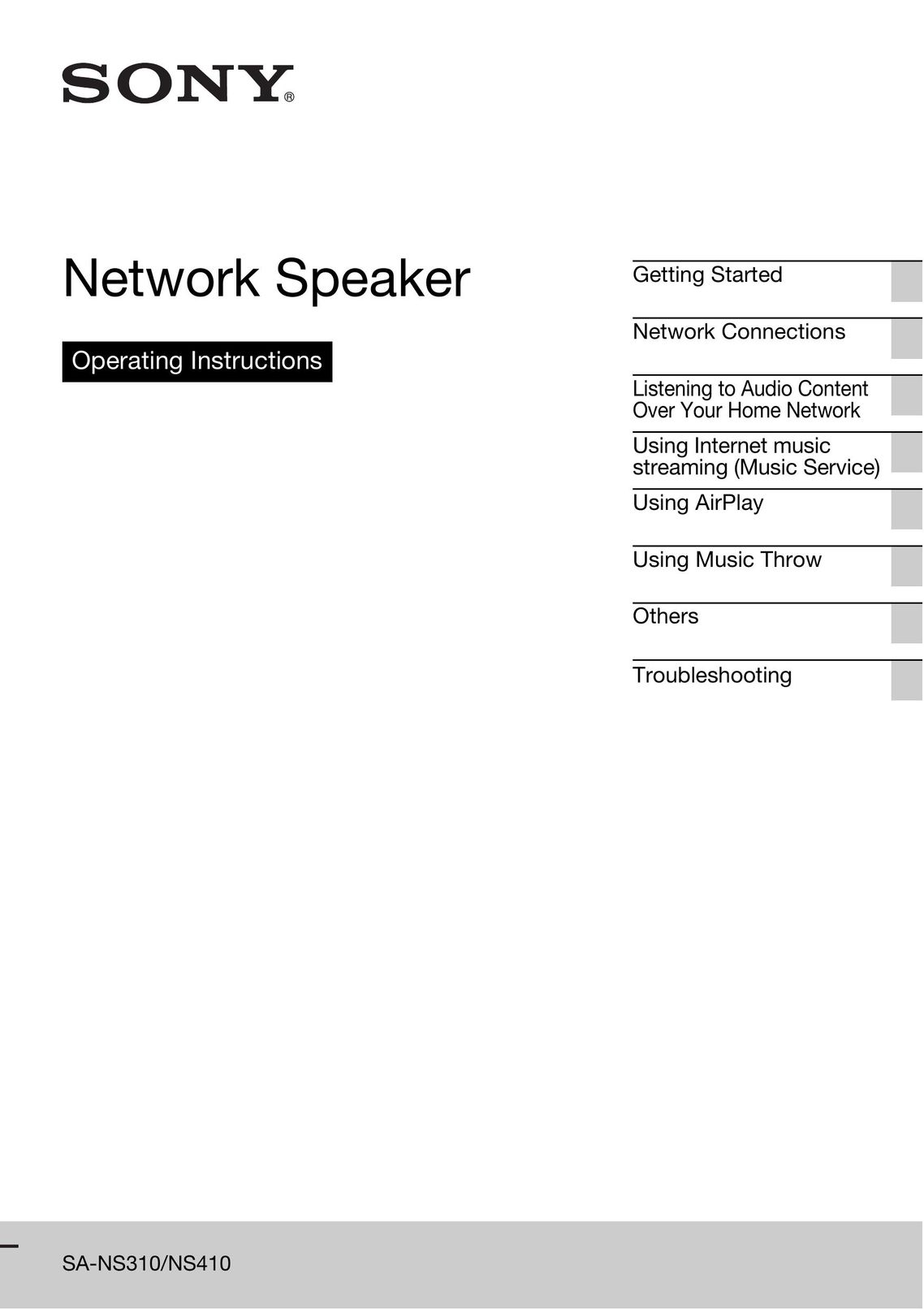 Sony NS410 Car Speaker User Manual