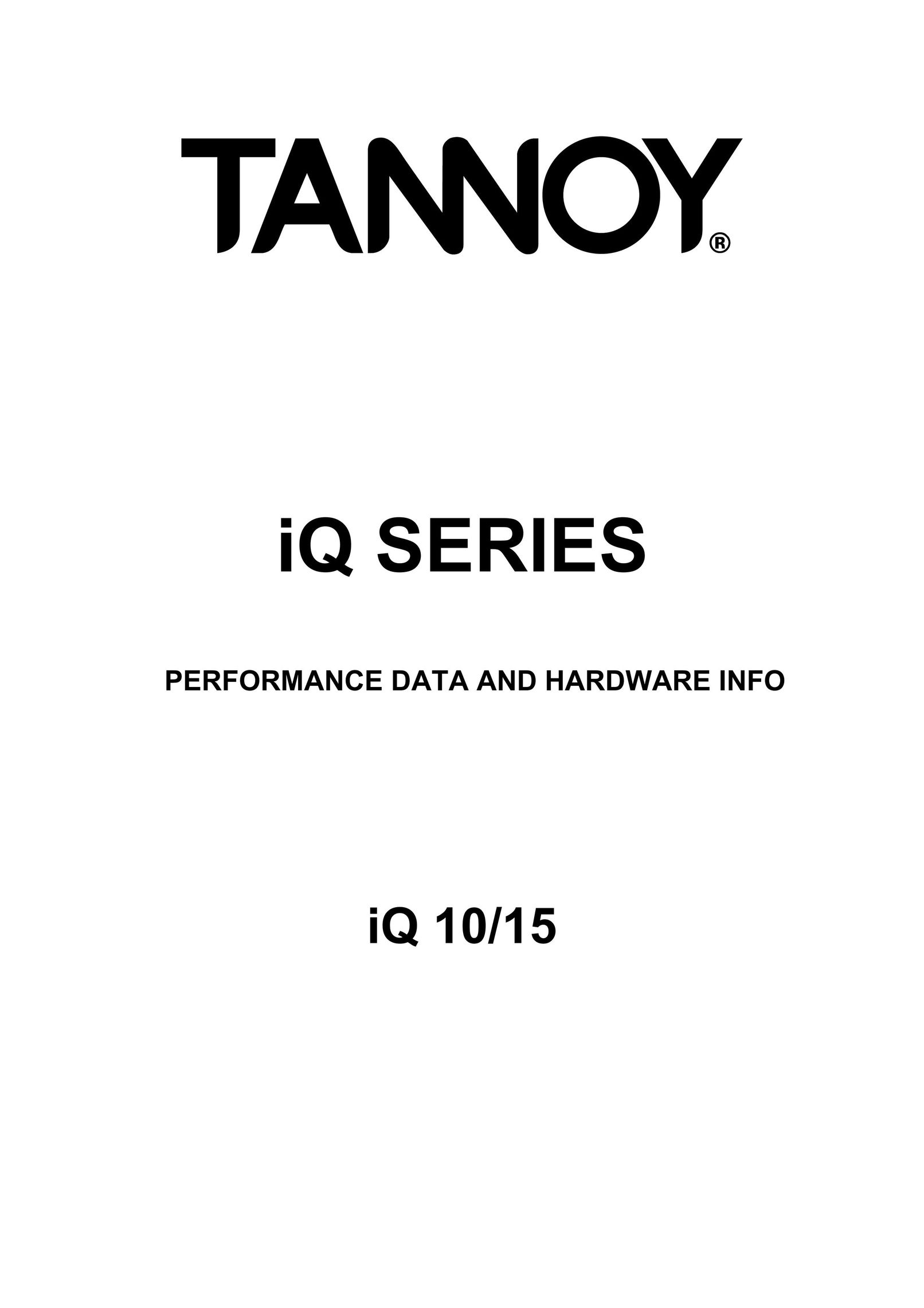 Tannoy IQ 10/15 Car Speaker User Manual