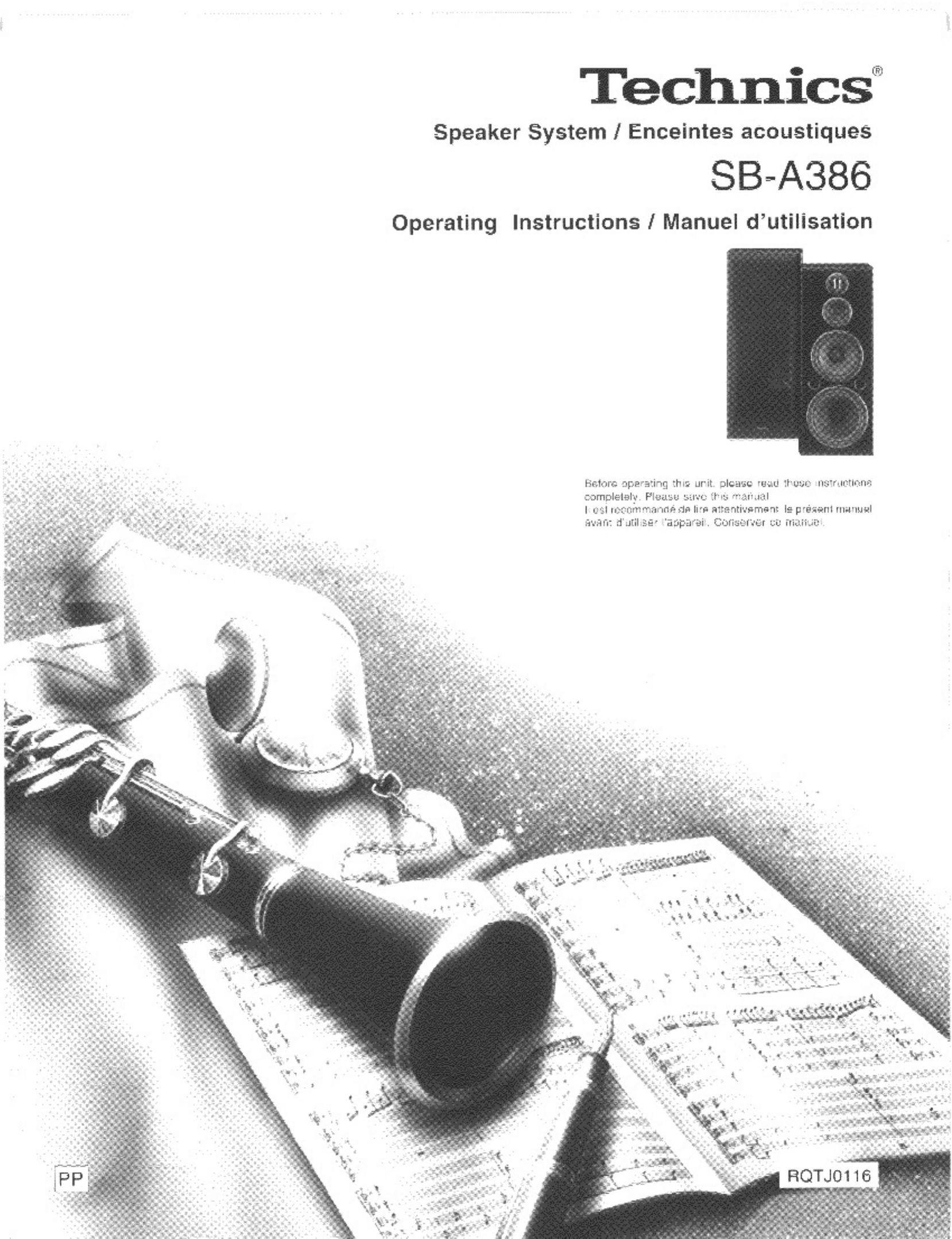 Technics SB-A386 Car Speaker User Manual
