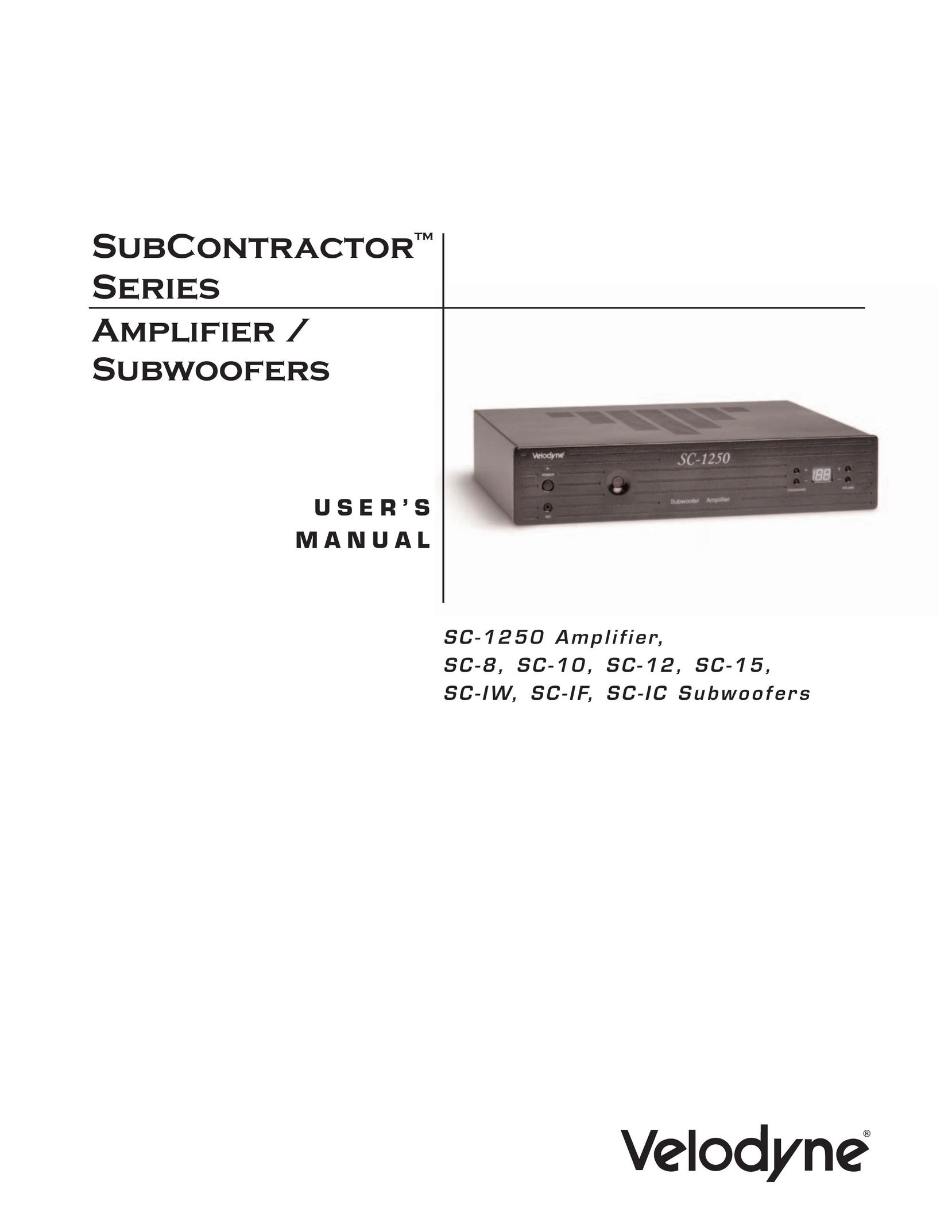 Velodyne Acoustics SC-12 Car Speaker User Manual