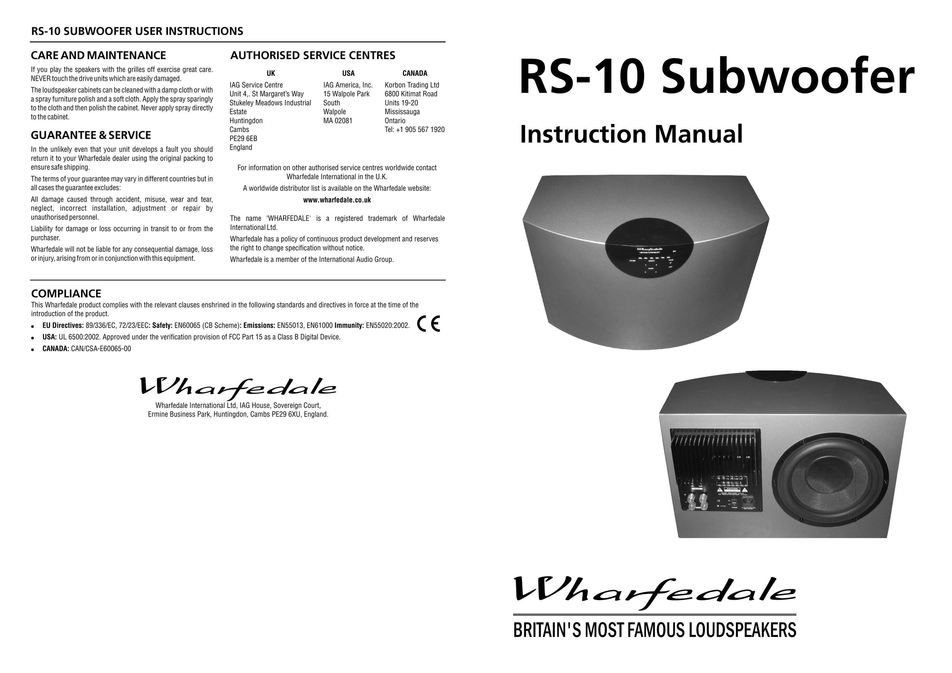Wharfedale RS10 Car Speaker User Manual