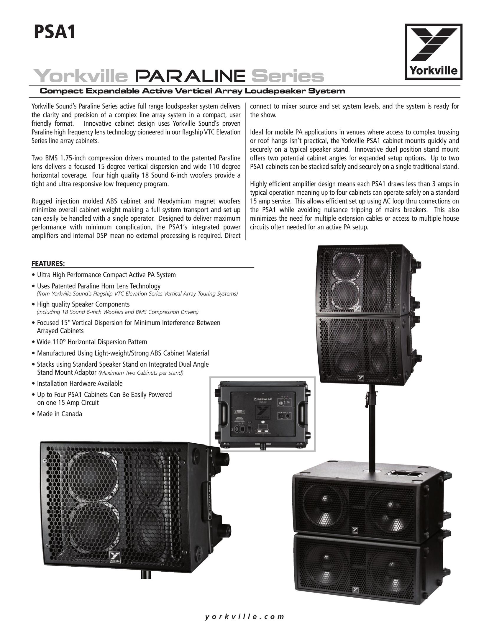 Yorkville Sound PSA1 Car Speaker User Manual