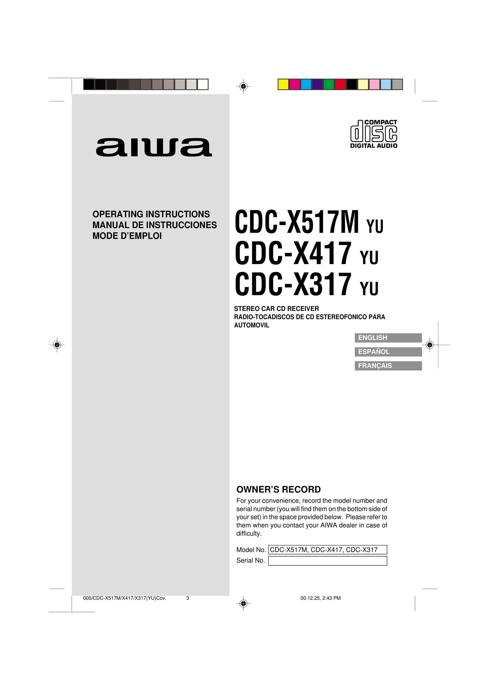 Aiwa CDC-X317 Car Stereo System User Manual