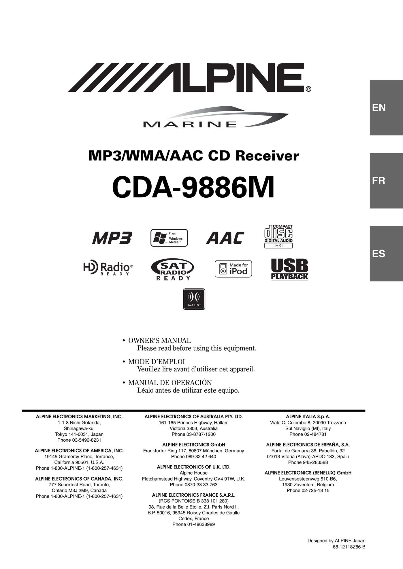 Alpine 68-12118Z86-B Car Stereo System User Manual