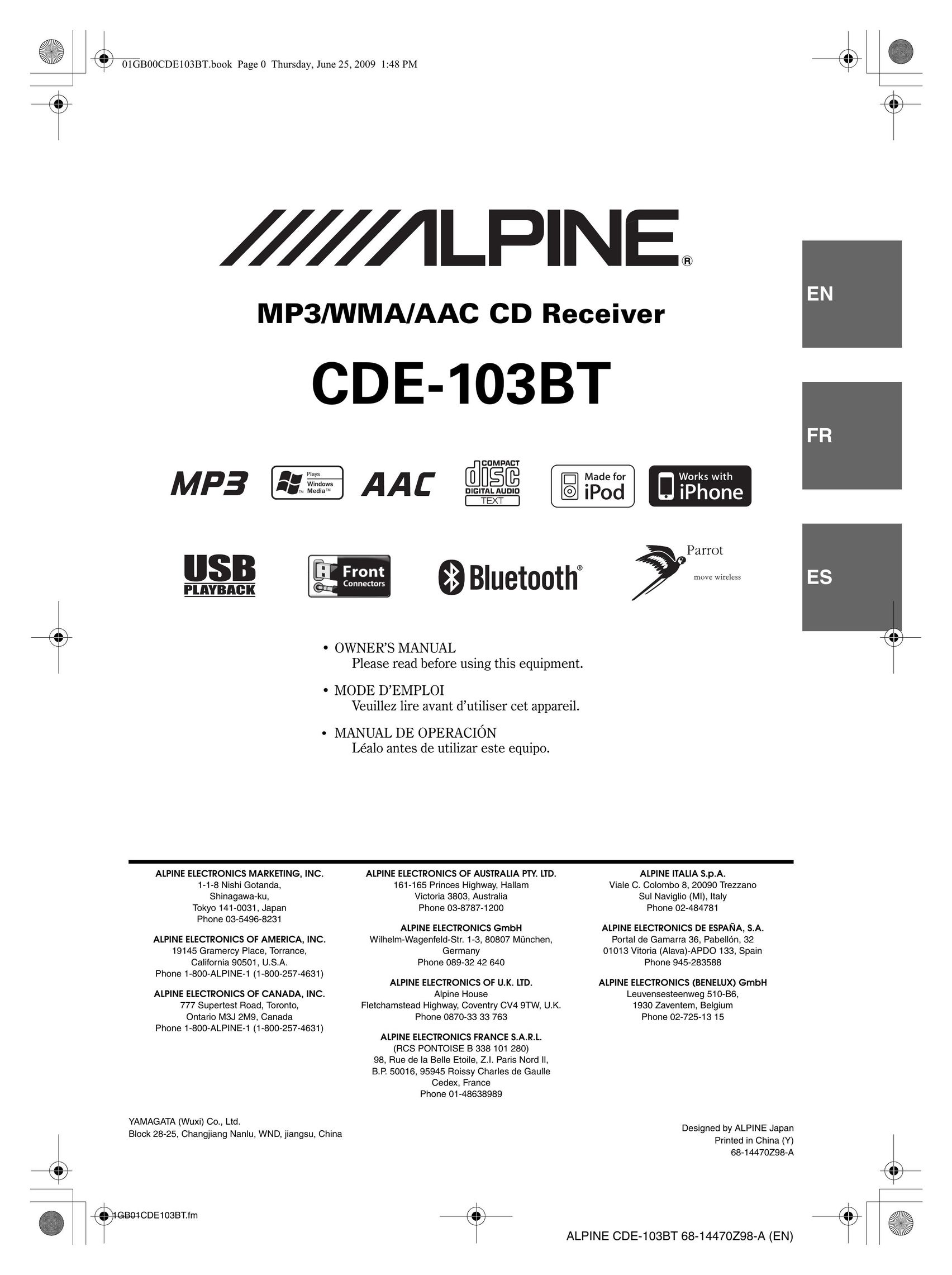 Alpine 68-14470Z98-A Car Stereo System User Manual