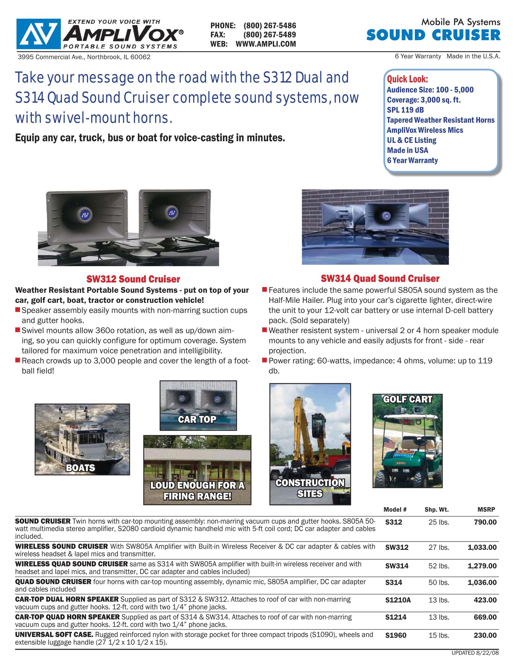 AmpliVox S1960 Car Stereo System User Manual
