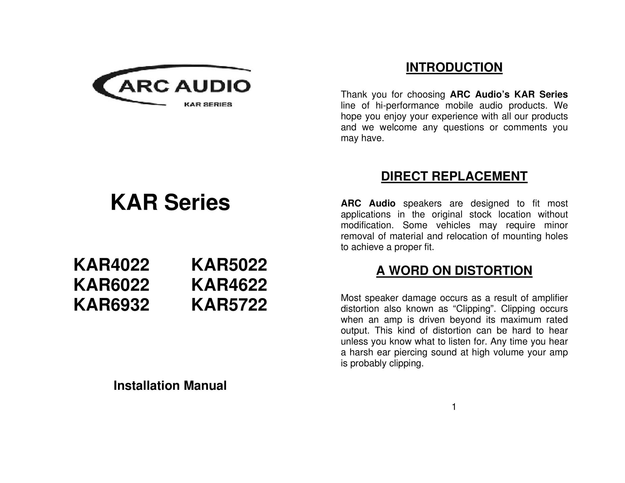 ARC Audio KAR4022 Car Stereo System User Manual