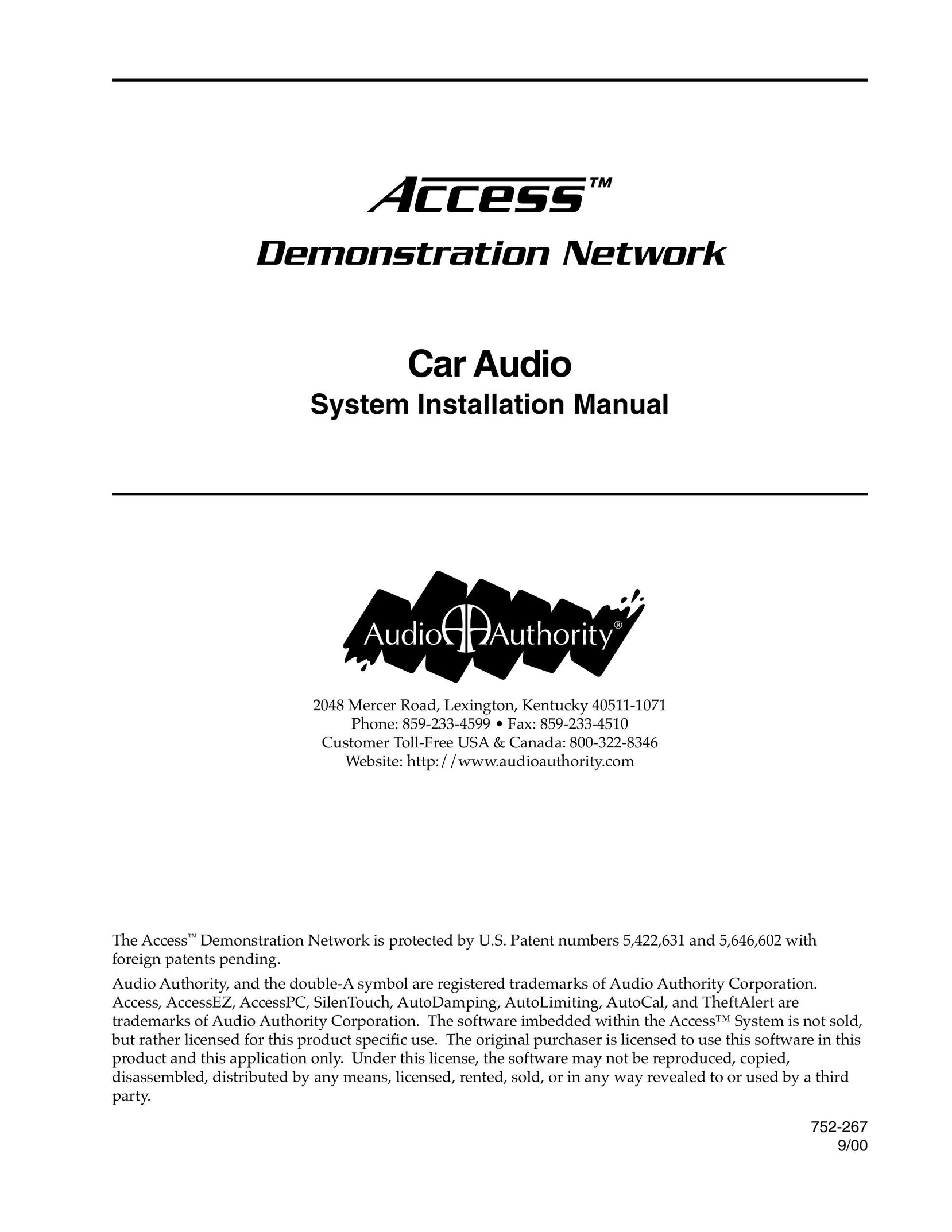 Audio Authority Car Audio System Car Stereo System User Manual