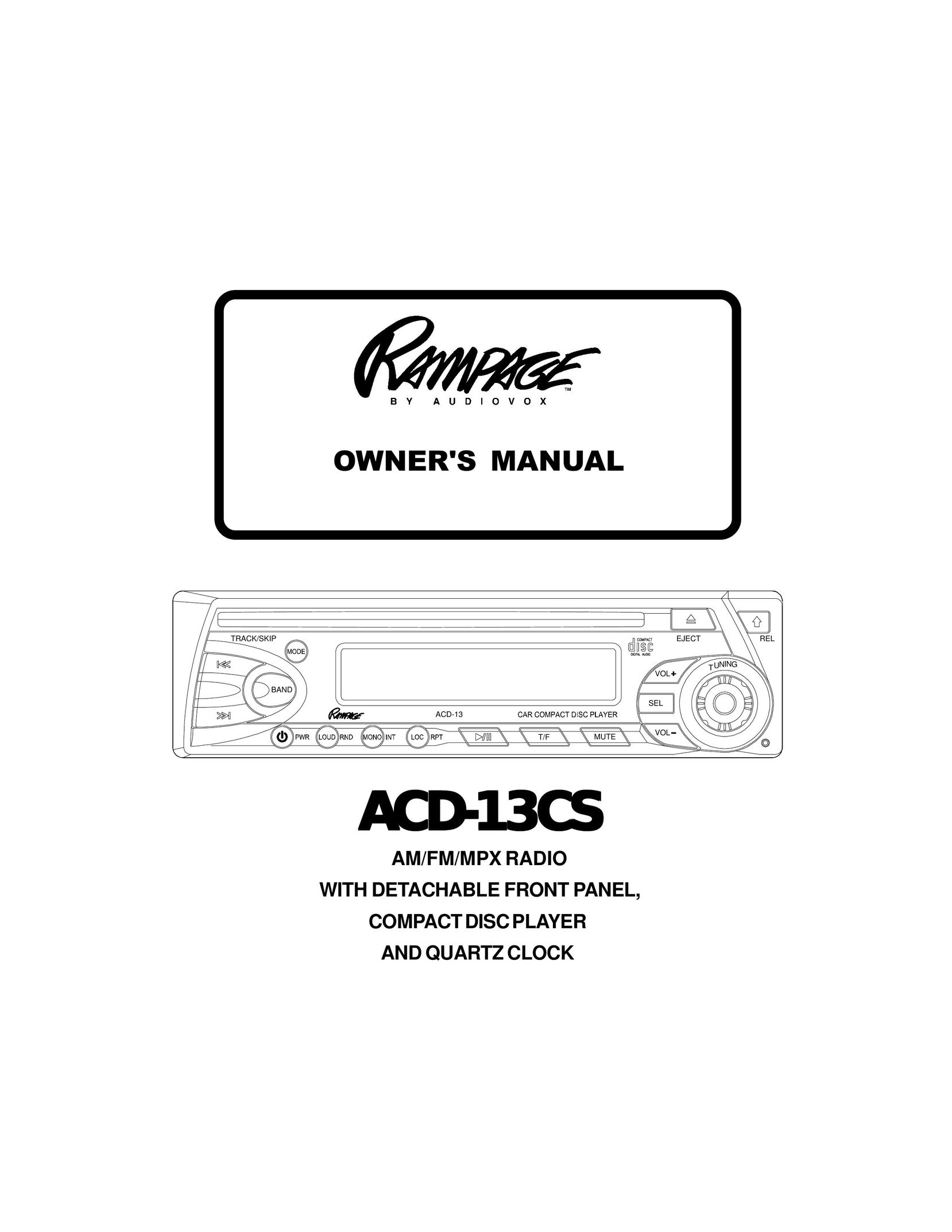 Audiovox ACD-13CS Car Stereo System User Manual