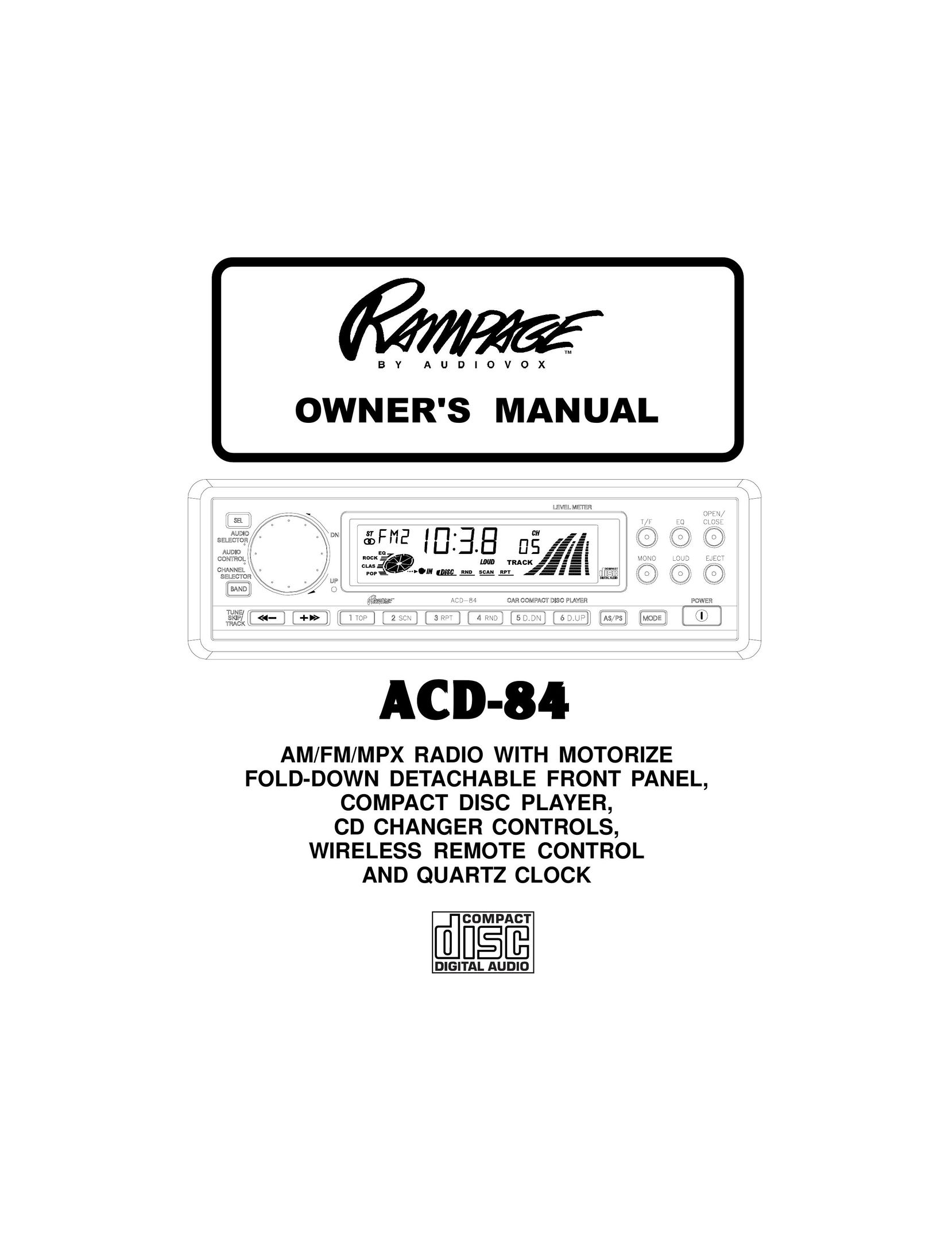 Audiovox ACD-84 Car Stereo System User Manual