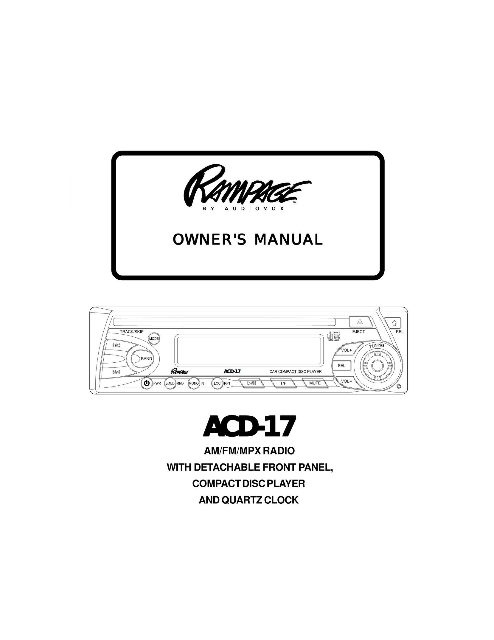 Audiovox ACD17 Car Stereo System User Manual