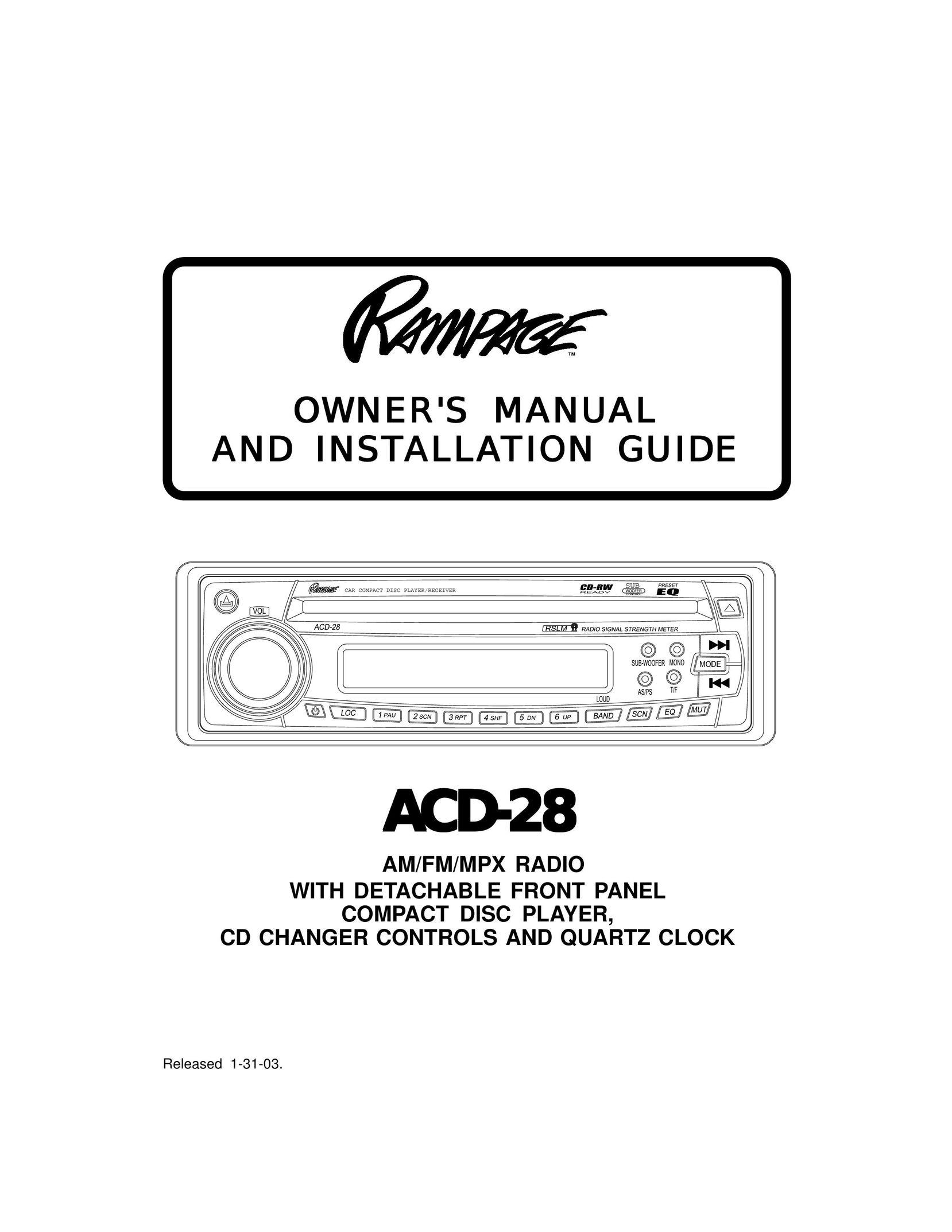 Audiovox ACD28 Car Stereo System User Manual