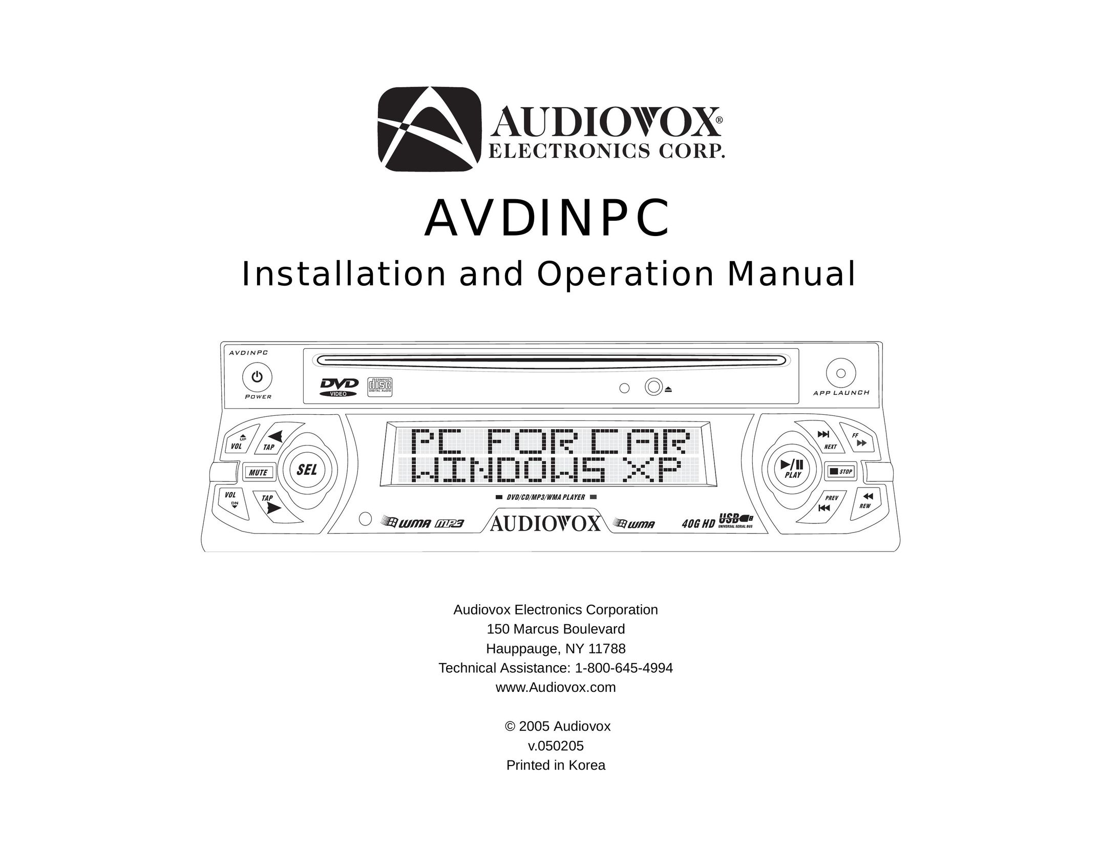 Audiovox AVDINPC Car Stereo System User Manual