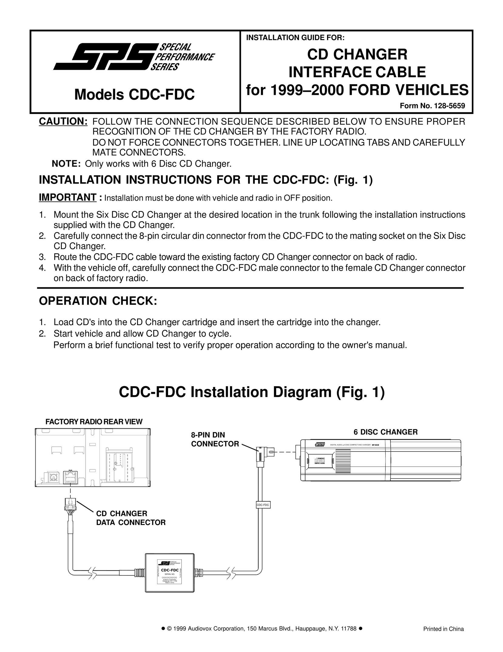 Audiovox CDC-FDC Car Stereo System User Manual