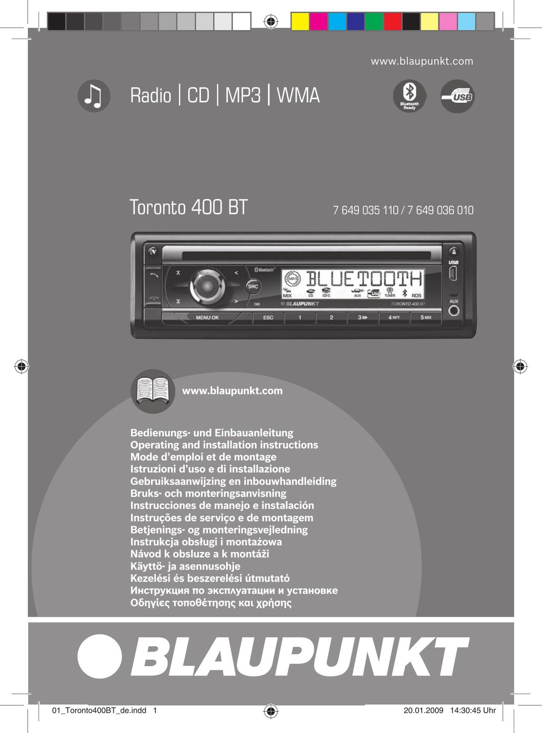 Blaupunkt 400 BT Car Stereo System User Manual
