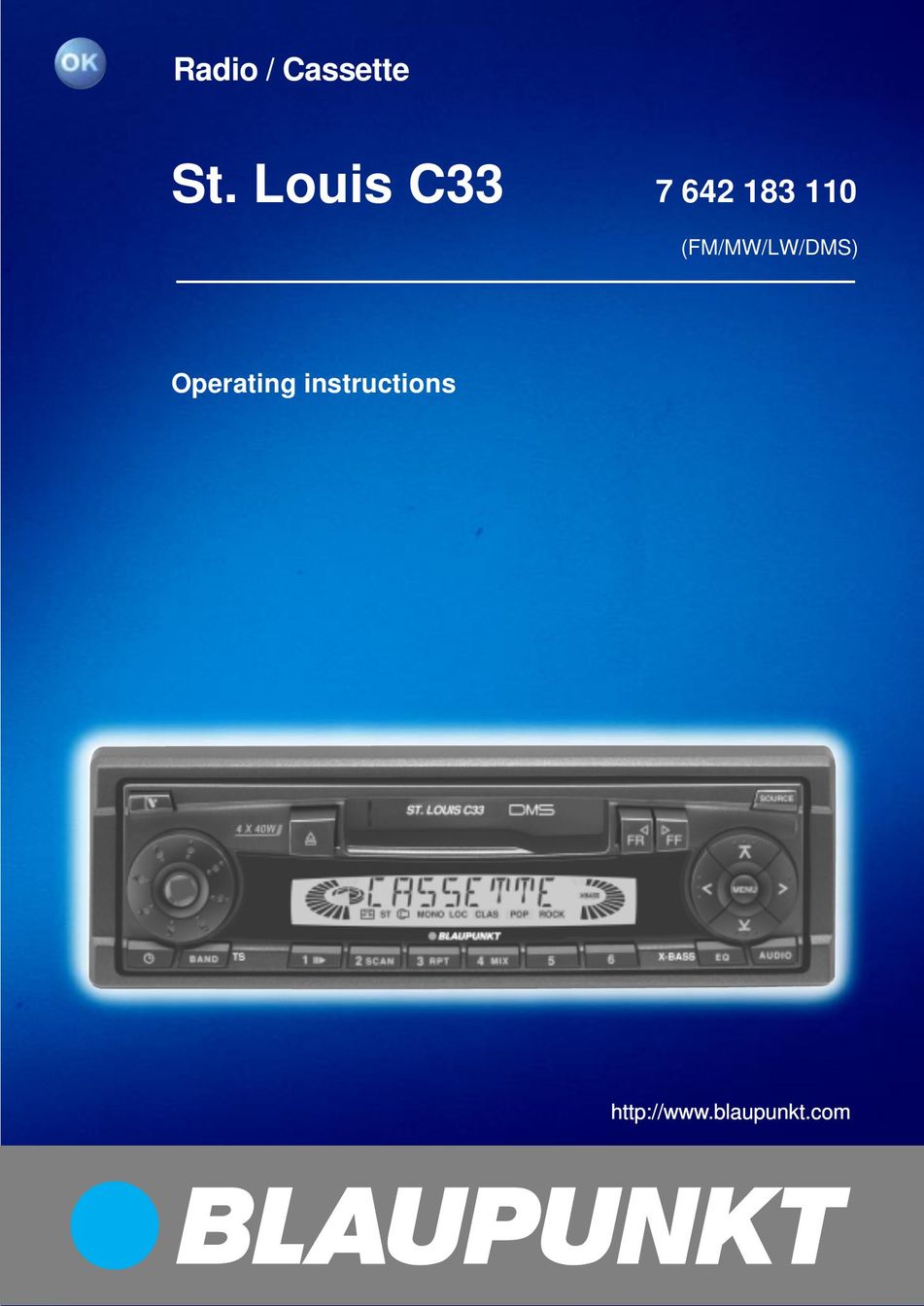 Blaupunkt 7 642 183 110 Car Stereo System User Manual