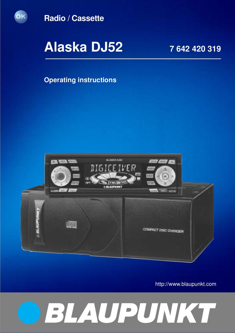 Blaupunkt Alaska DJ52 Car Stereo System User Manual