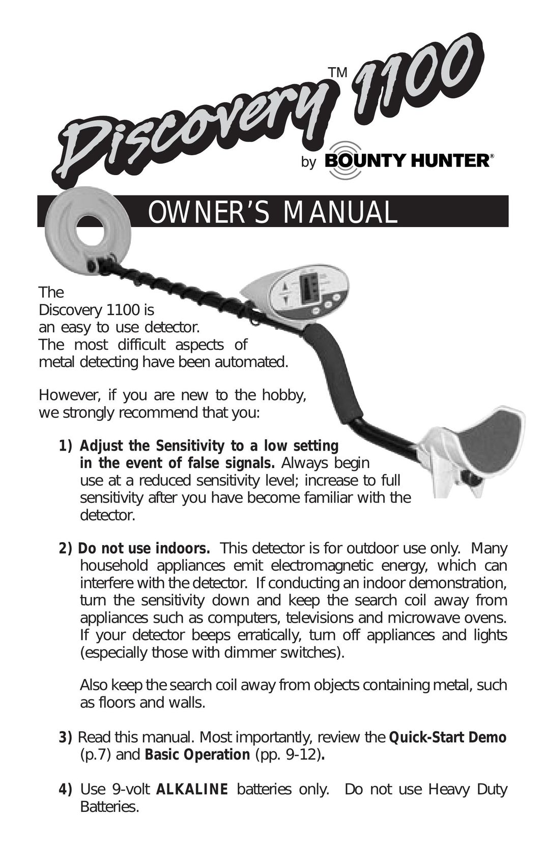 Bounty Hunter 1100 Car Stereo System User Manual