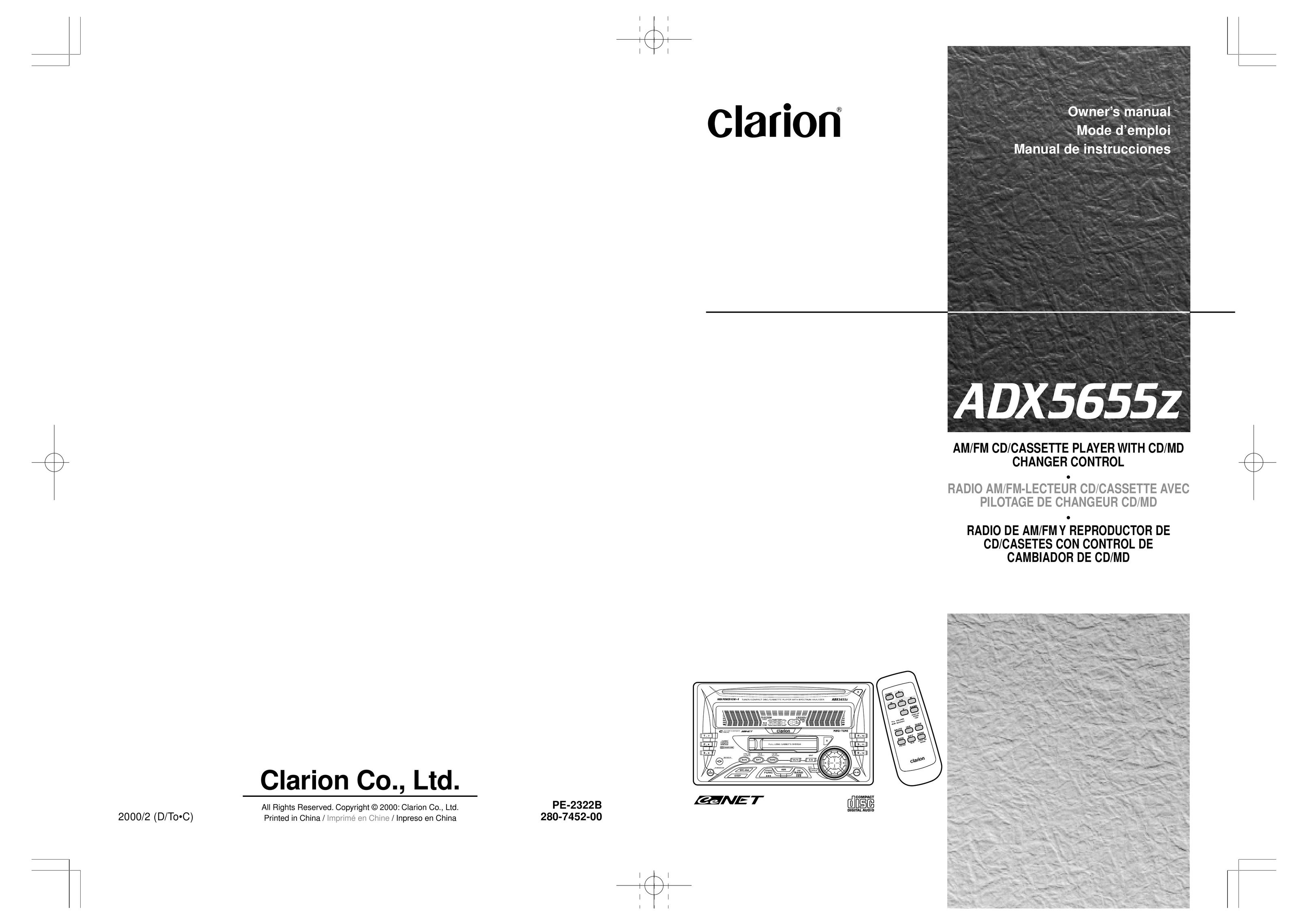 Clarion ADX5655z Car Stereo System User Manual