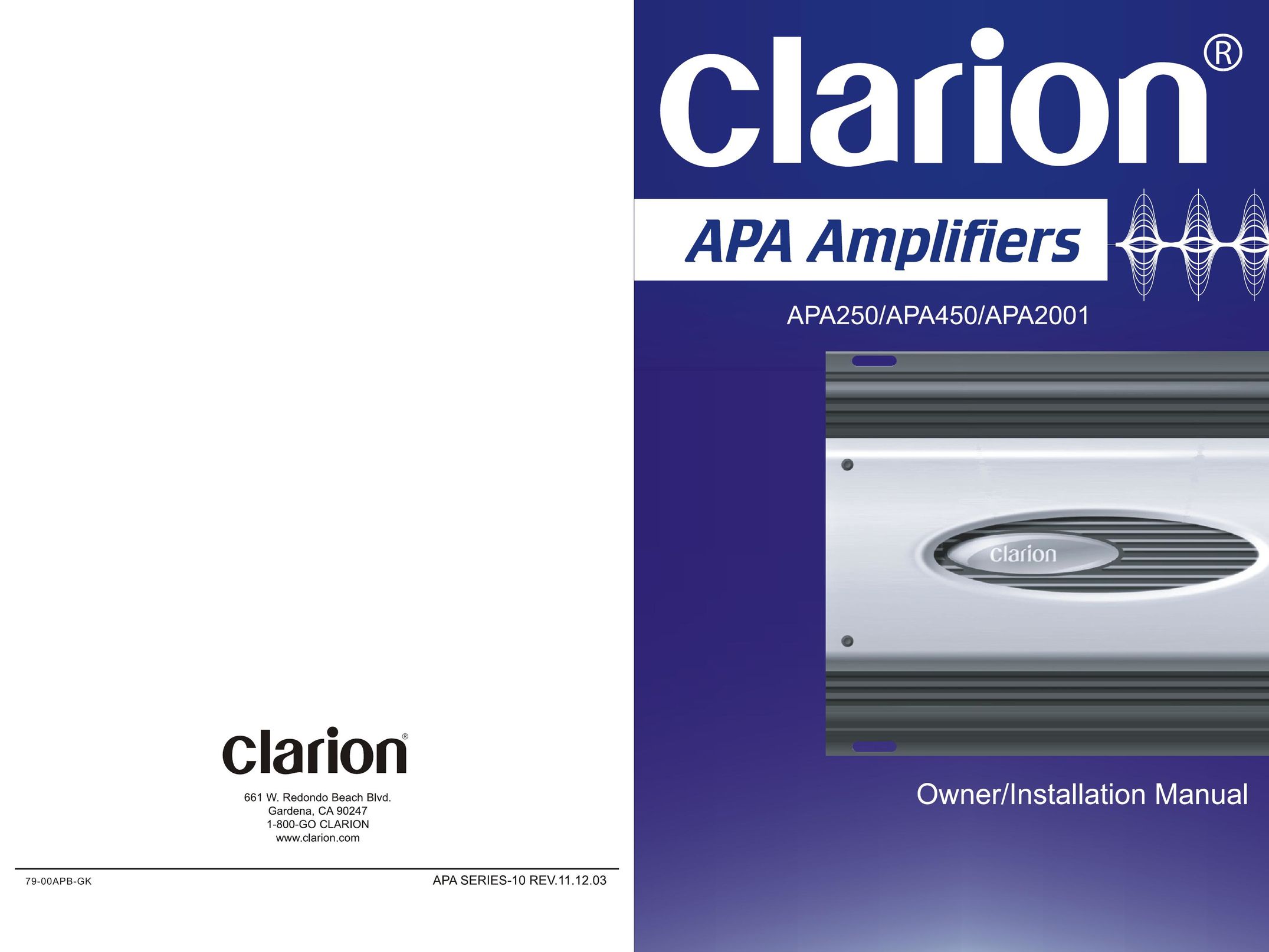 Clarion APA2001 Car Stereo System User Manual