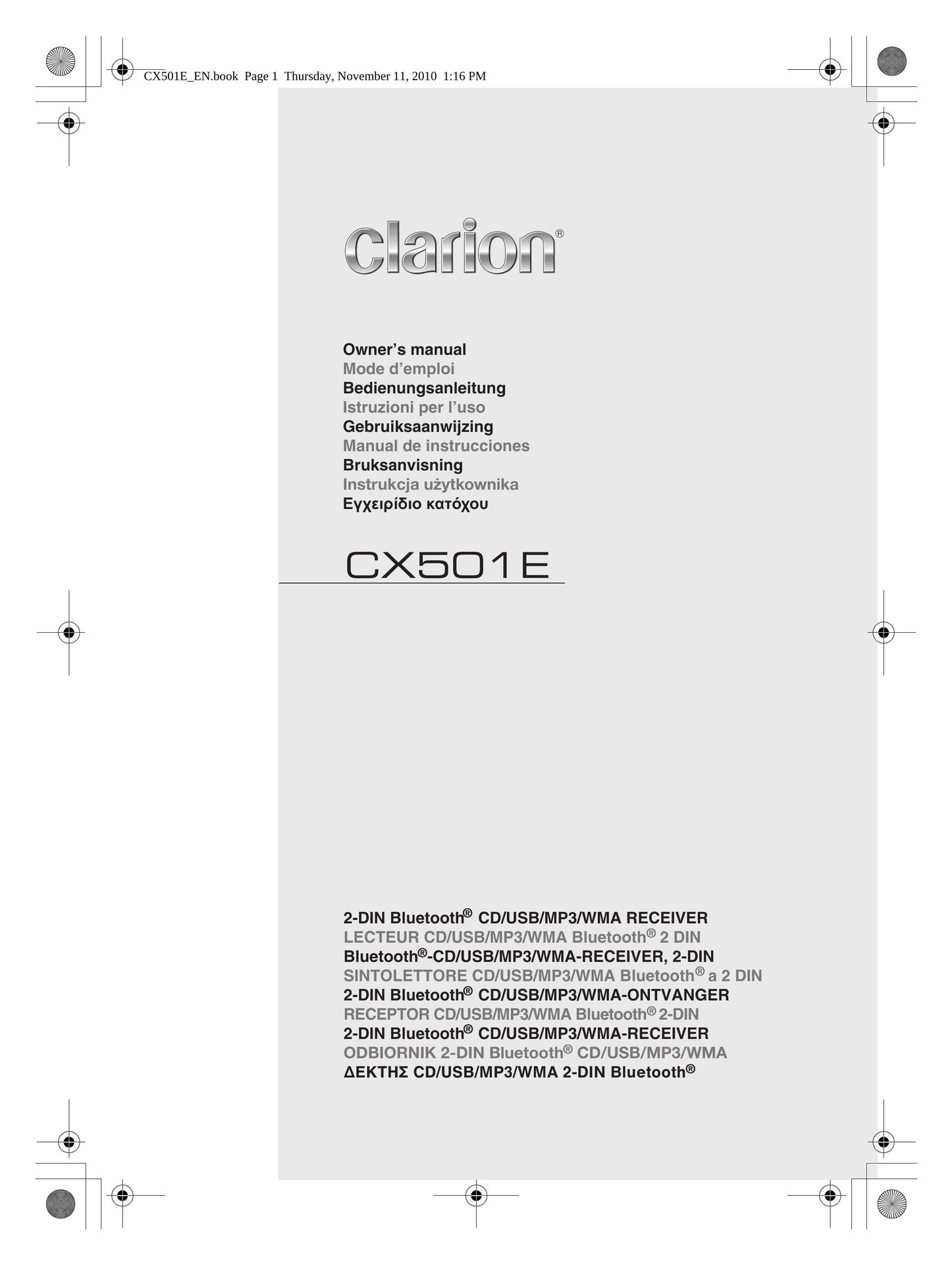 Clarion CX501E Car Stereo System User Manual