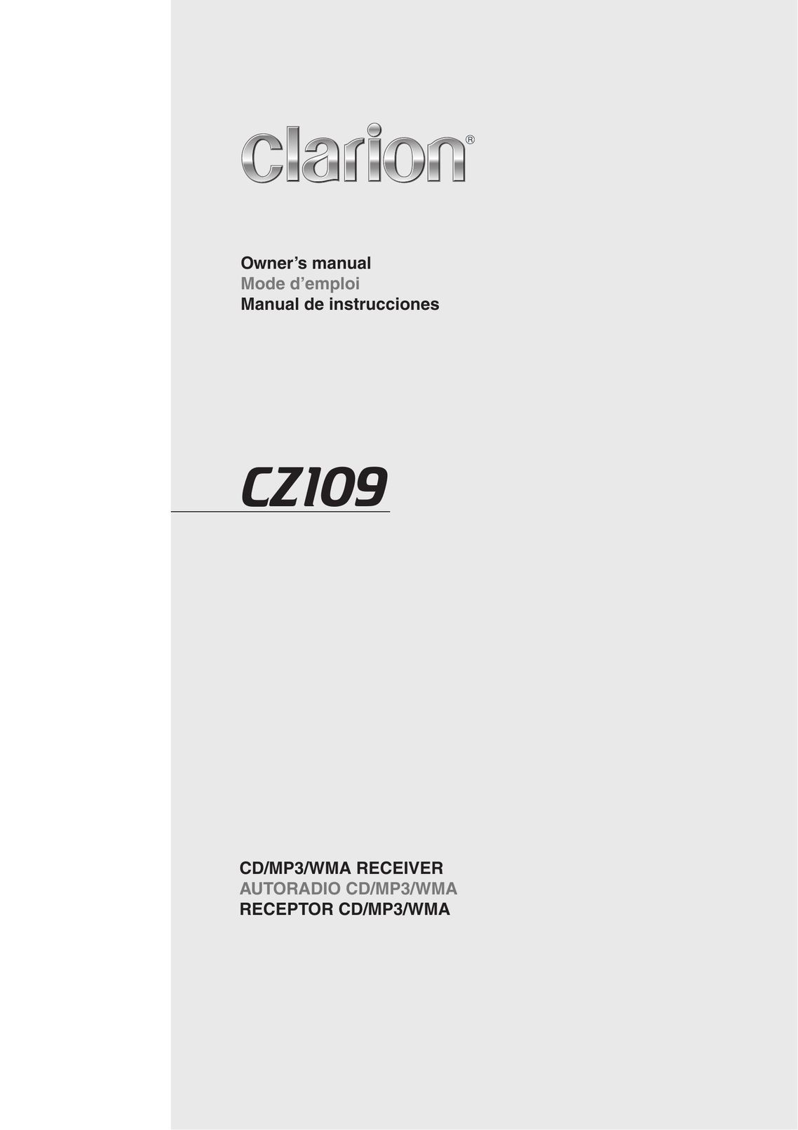 Clarion CZ109 Car Stereo System User Manual