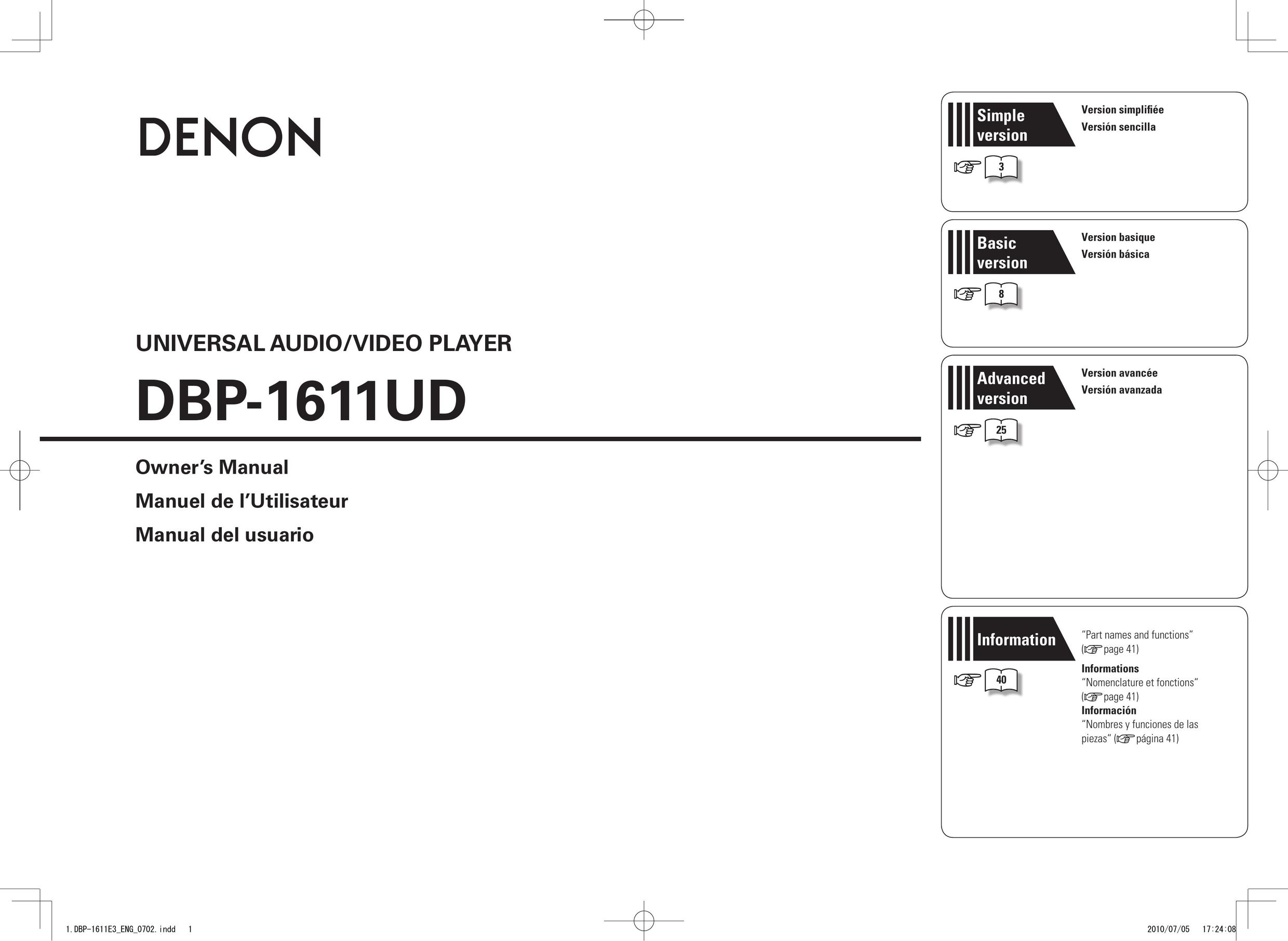 Denon DBP-1611UD Car Stereo System User Manual