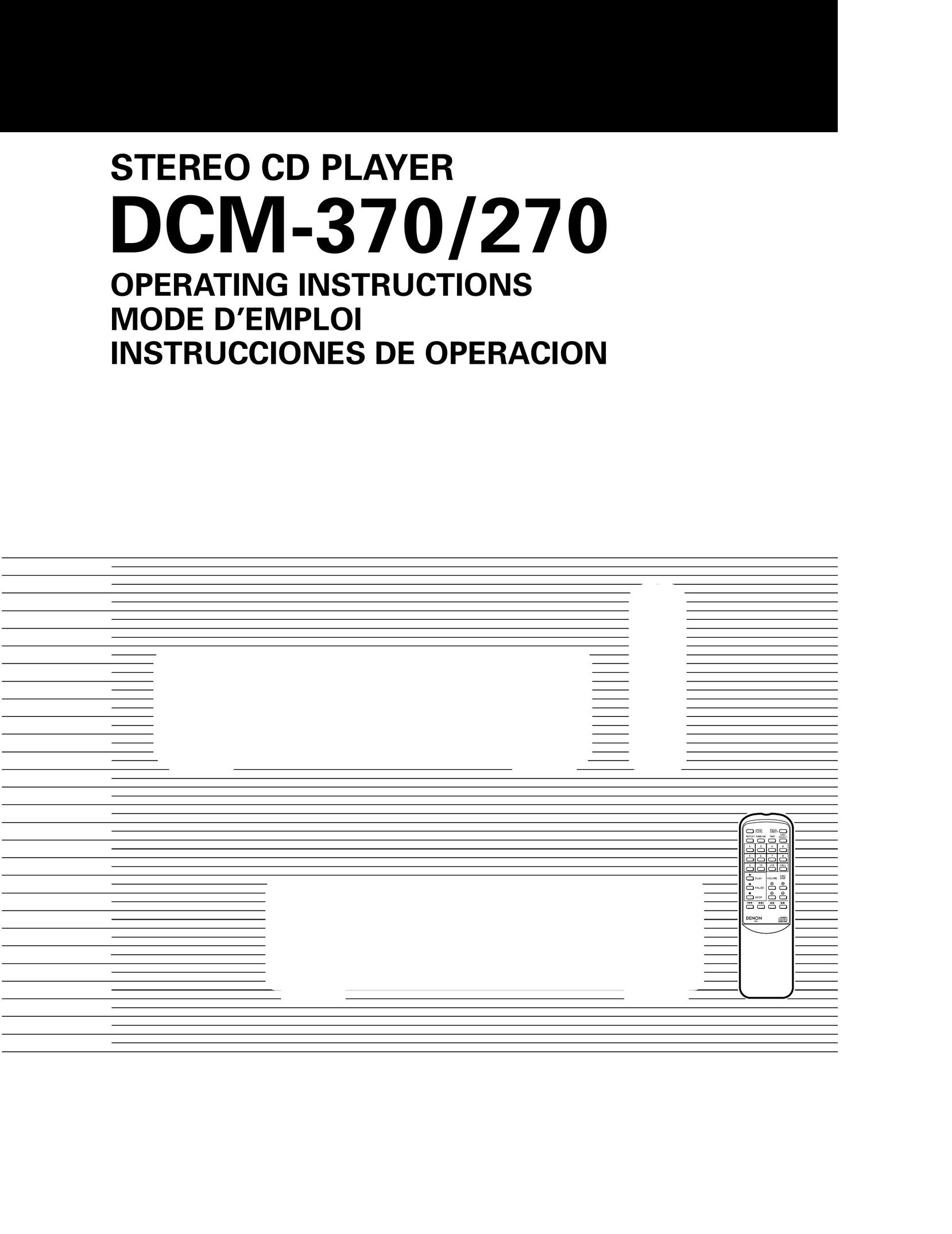 Denon DCM-370 Car Stereo System User Manual