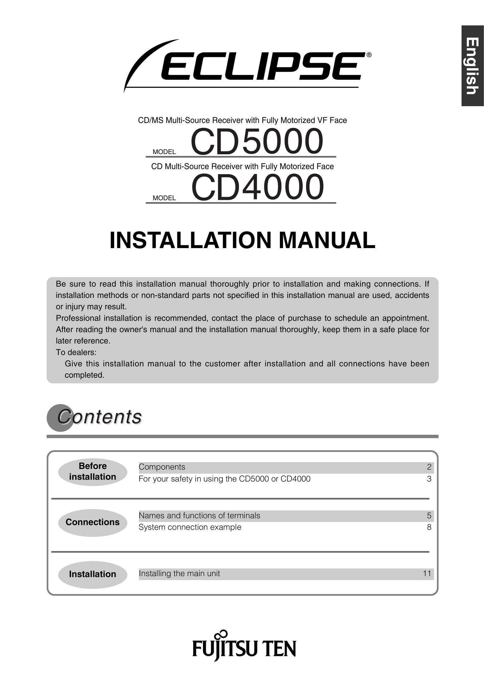 Eclipse - Fujitsu Ten CD5000 Car Stereo System User Manual