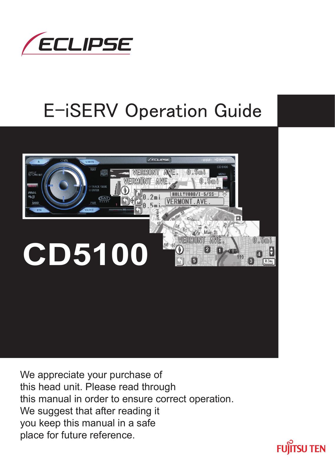 Eclipse - Fujitsu Ten CD5100 Car Stereo System User Manual