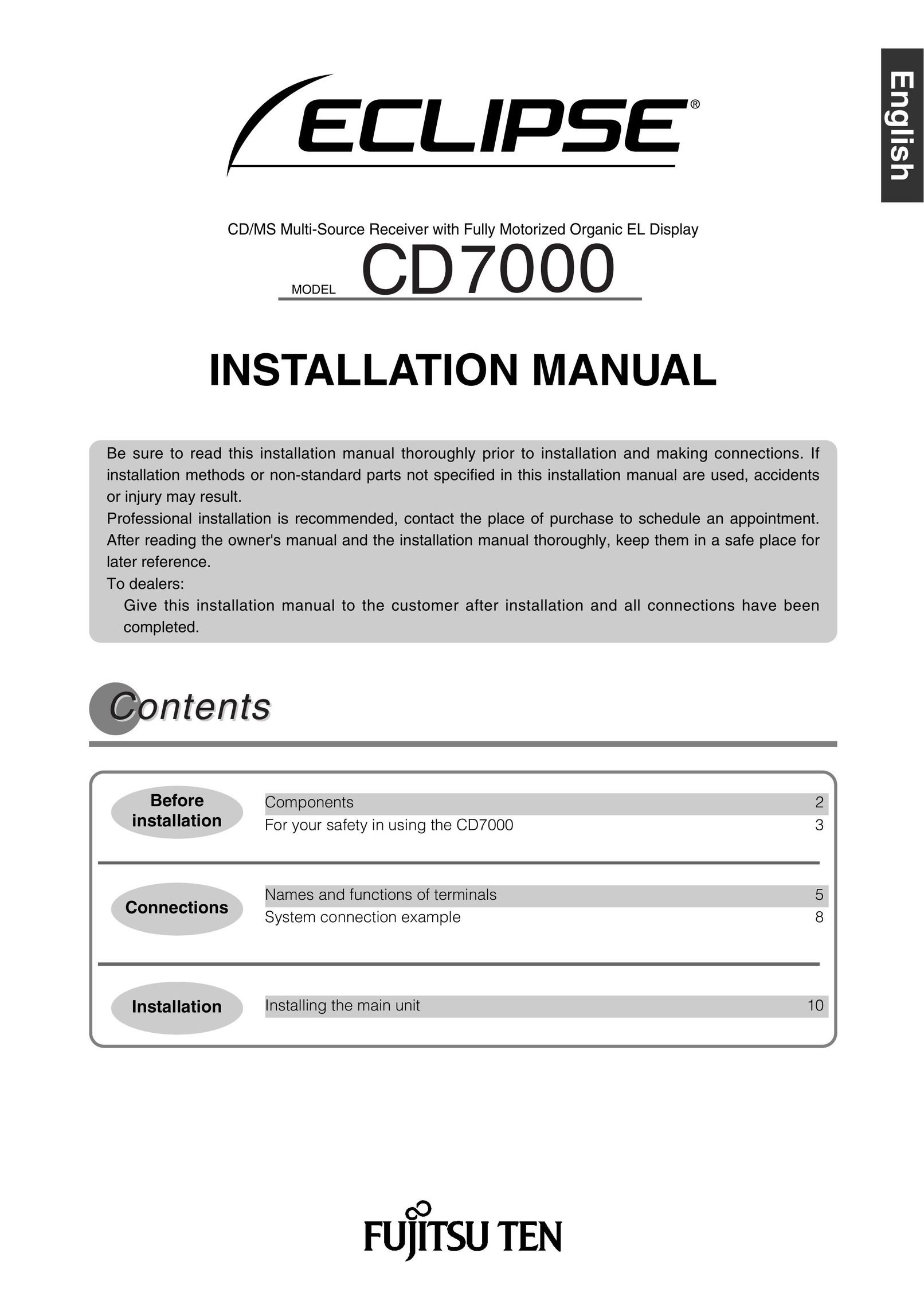Eclipse - Fujitsu Ten CD7000 Car Stereo System User Manual