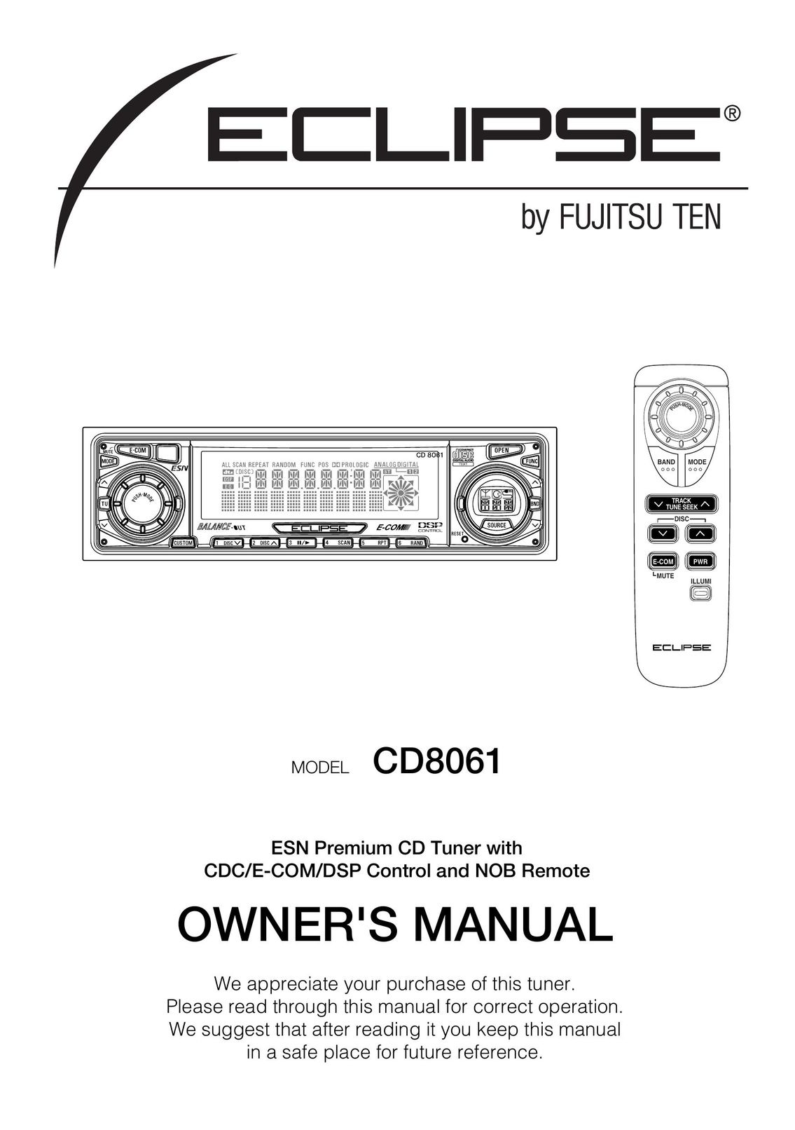 Eclipse - Fujitsu Ten CD8061 Car Stereo System User Manual