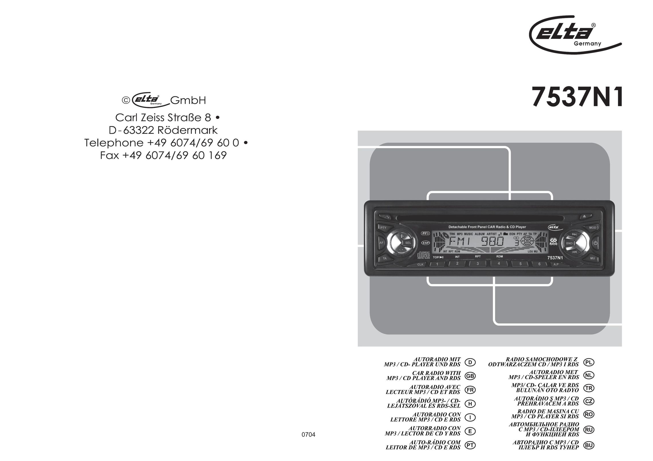 Elta 7537N1 Car Stereo System User Manual