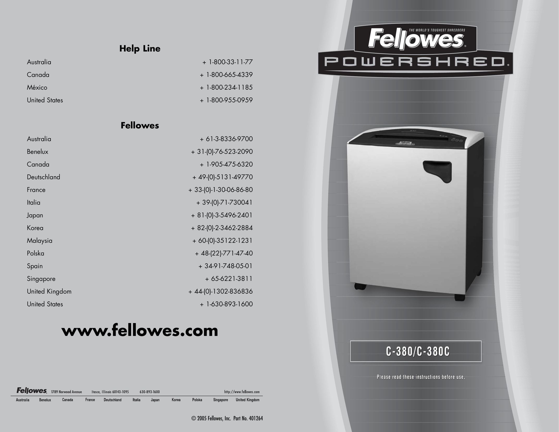 Fellowes C-380C Car Stereo System User Manual
