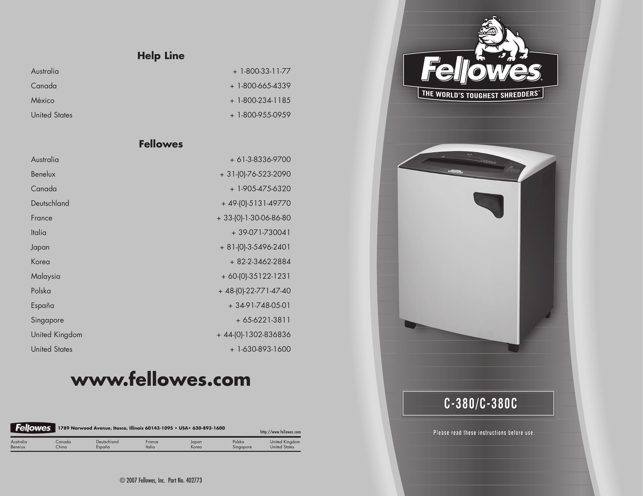 Fellowes C-380CMM Car Stereo System User Manual