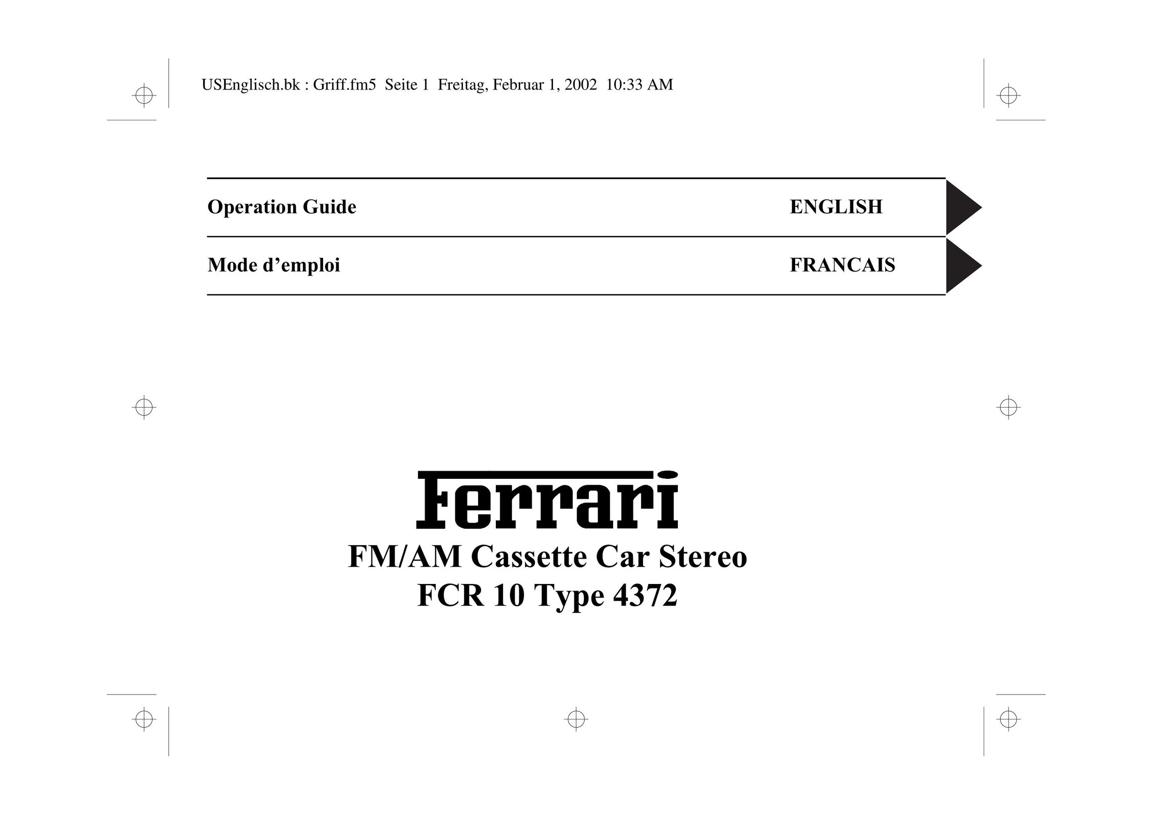 Ferrari stereo Car Stereo System User Manual