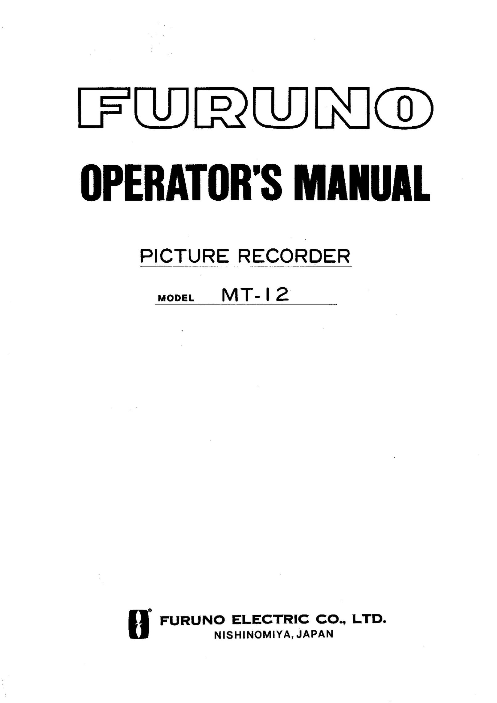 Furuno MT-12 Car Stereo System User Manual