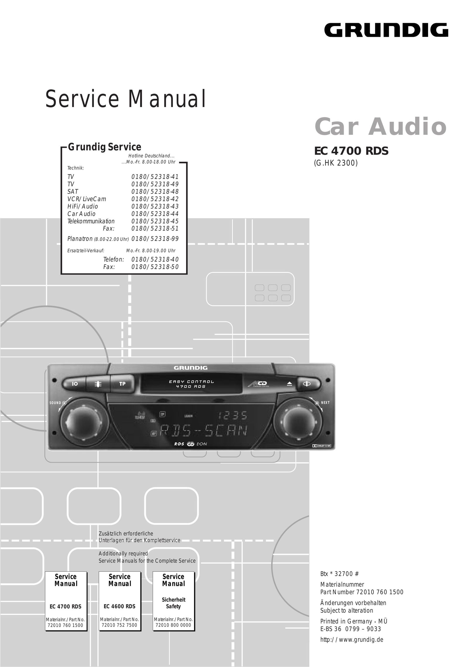 Grundig EC 4700 RDS Car Stereo System User Manual