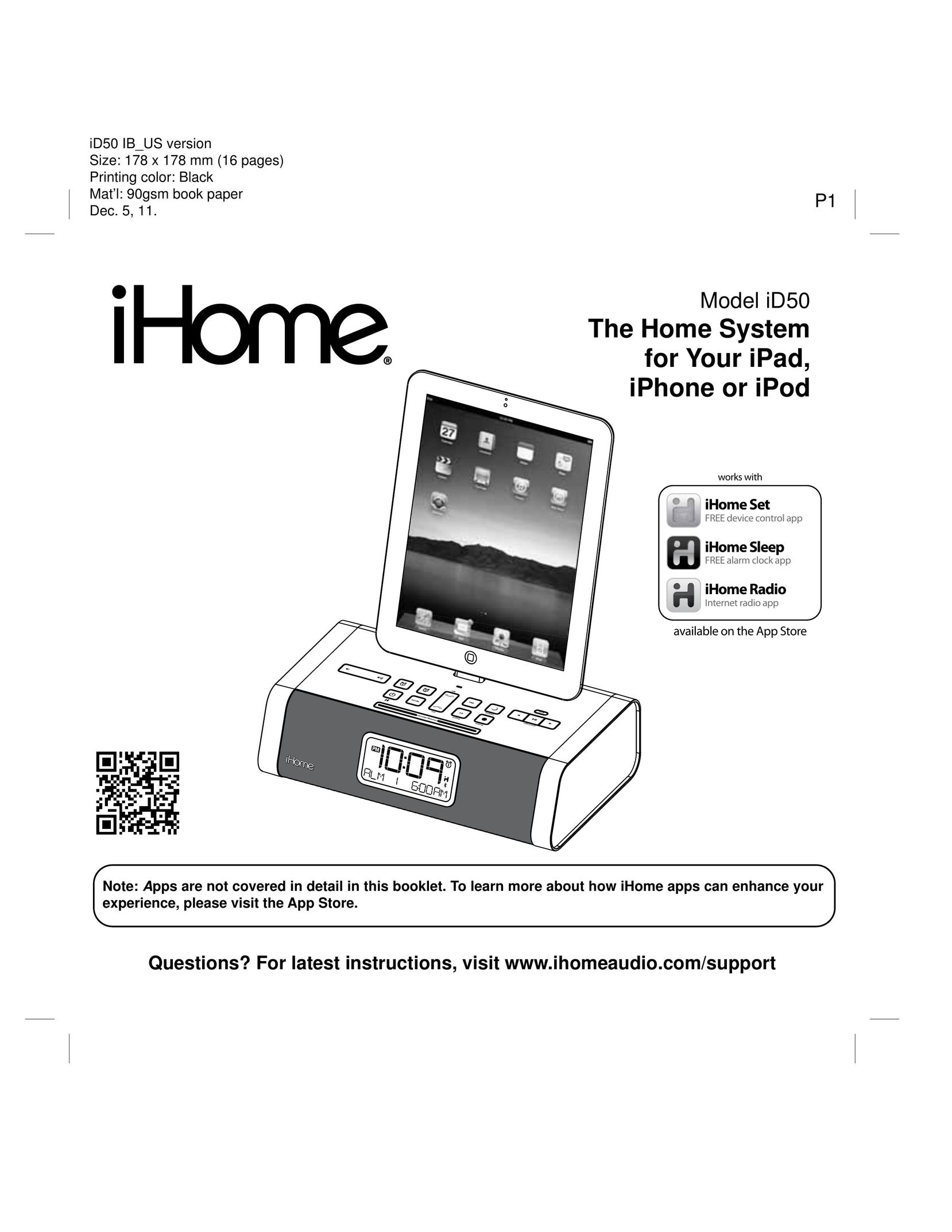 iHome id50 Car Stereo System User Manual