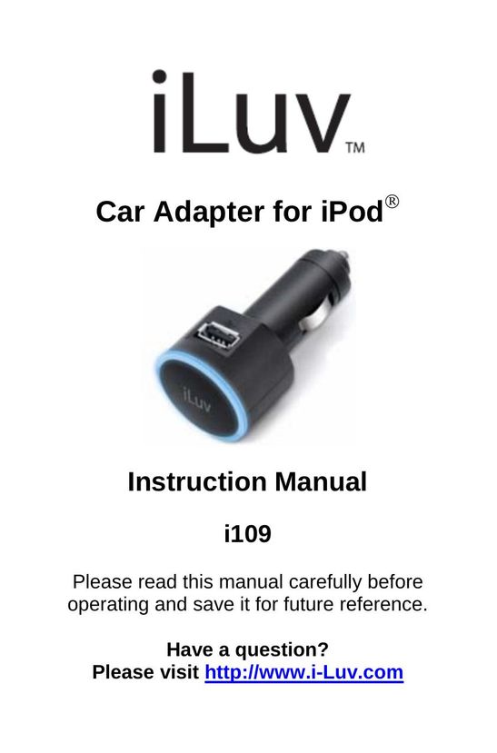 Iluv i109 Car Stereo System User Manual