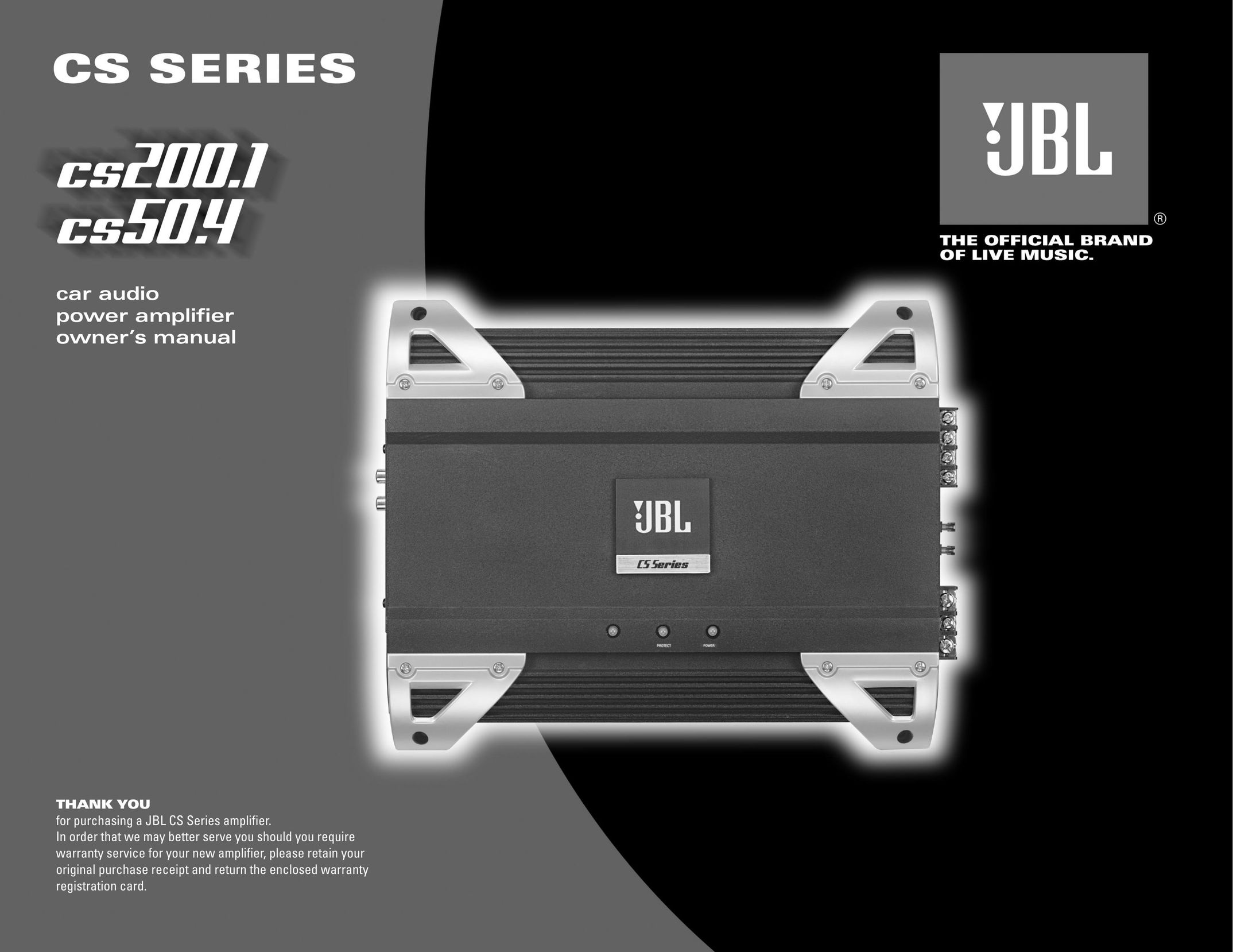 JBL CS200.1 Car Stereo System User Manual